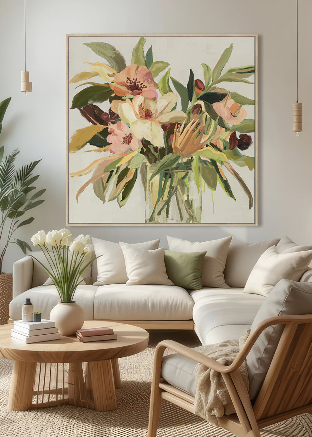 Joyful Bouquet Framed Canvas