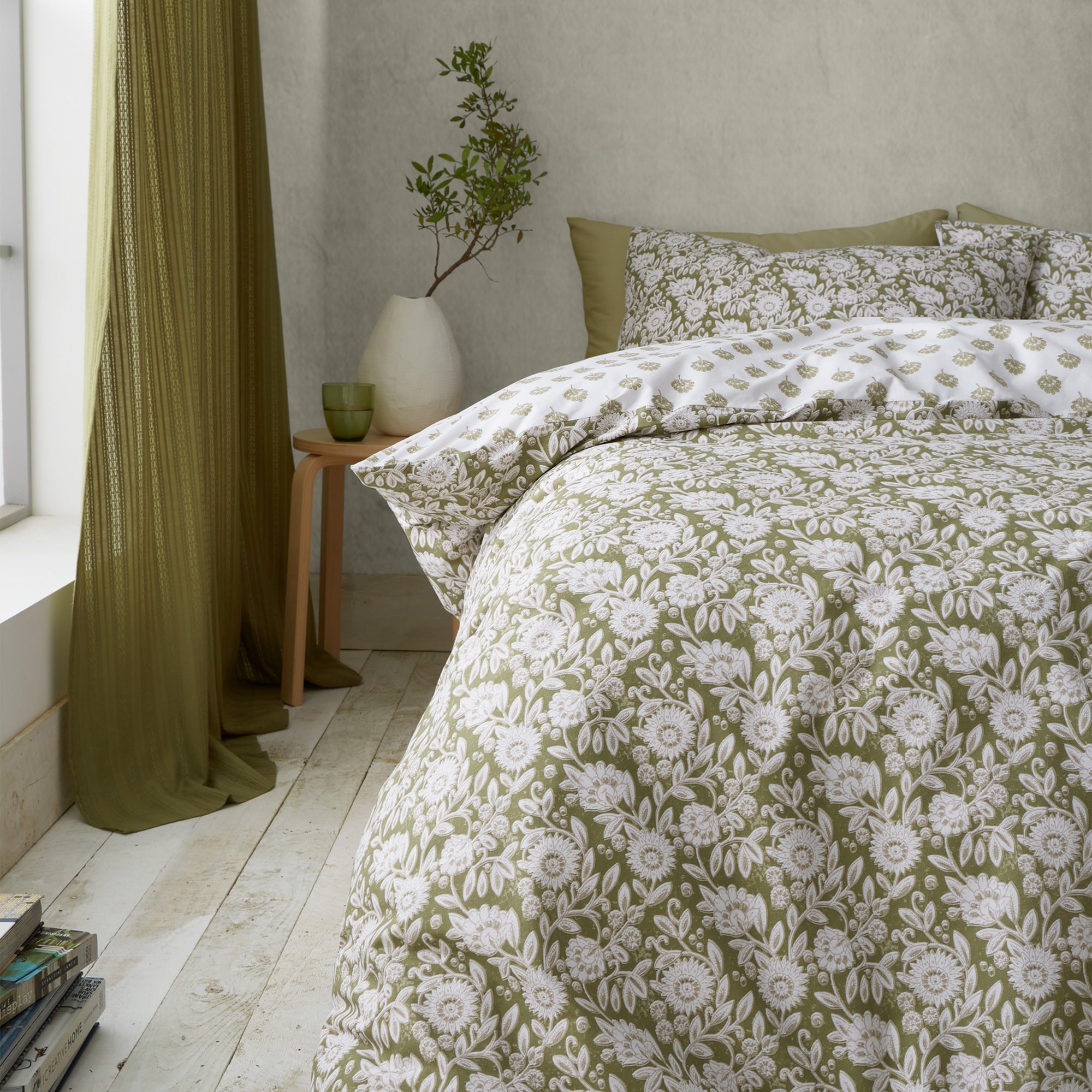 Tangier Floral Olive Duvet Set