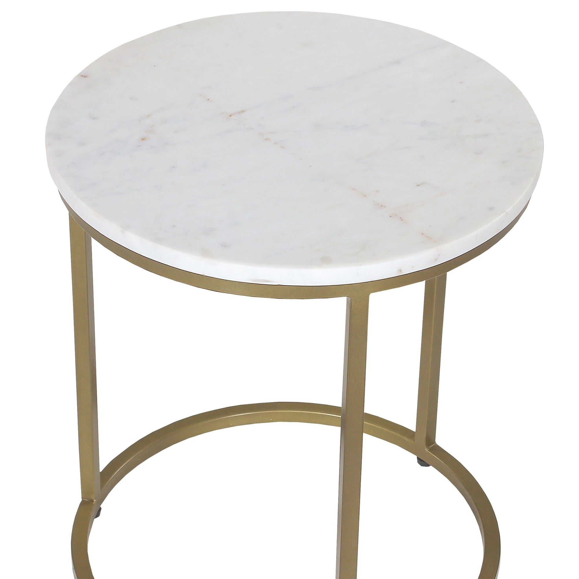 Aria White Marble & Gold Round Side Table