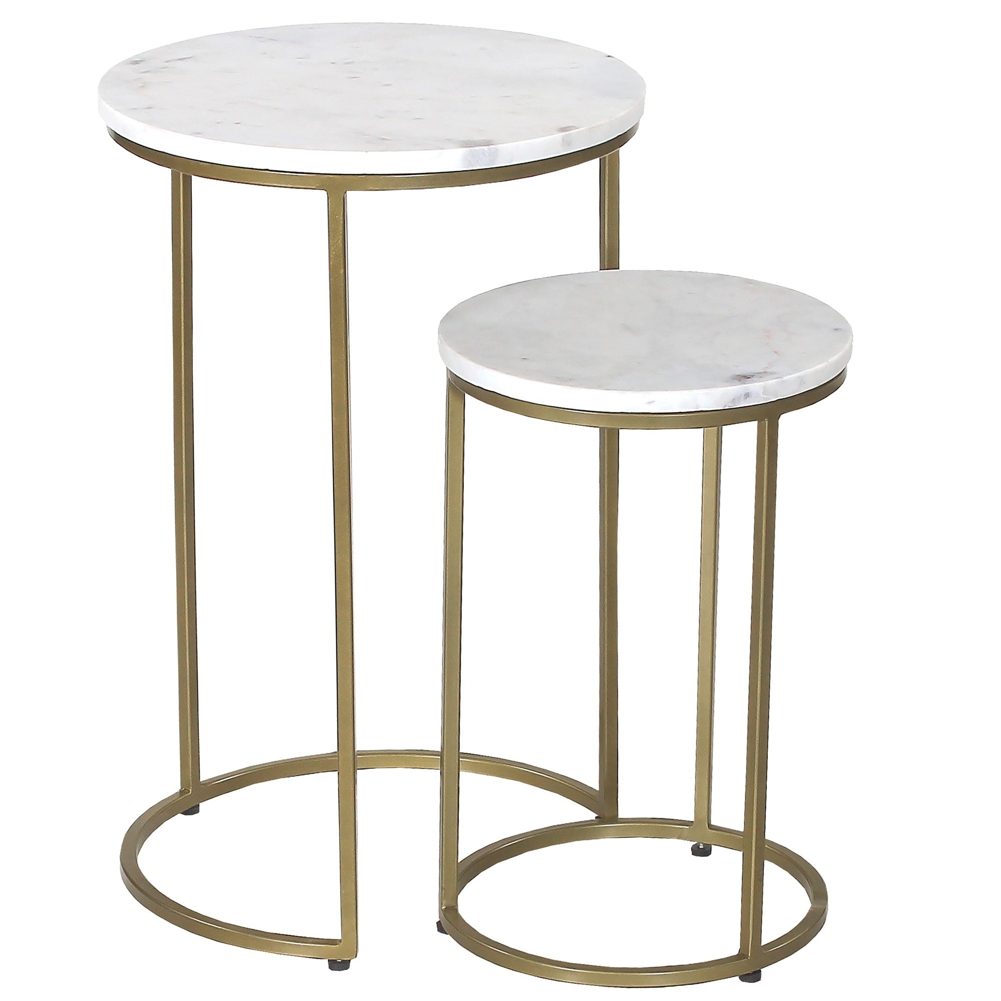 Aria White Marble & Gold Nest of Tables