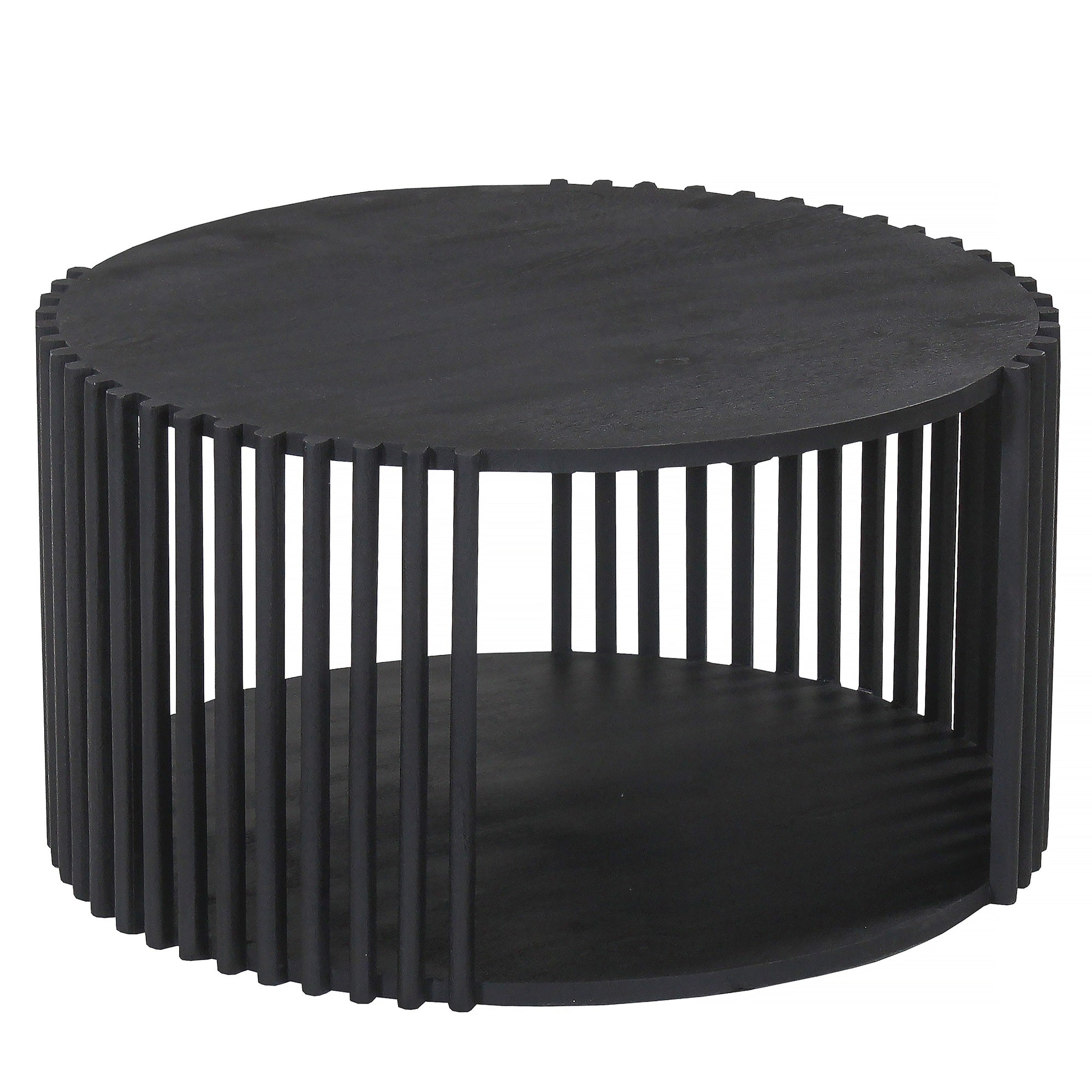 Kaan Black Round Slatted Coffee Table