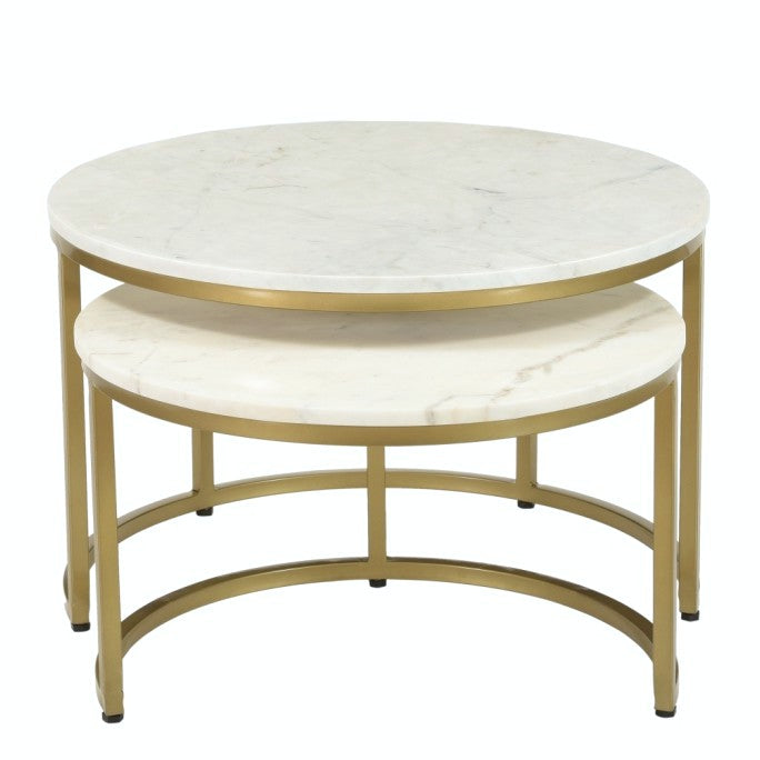 Aria Set of 2 White Marble Coffee Tables