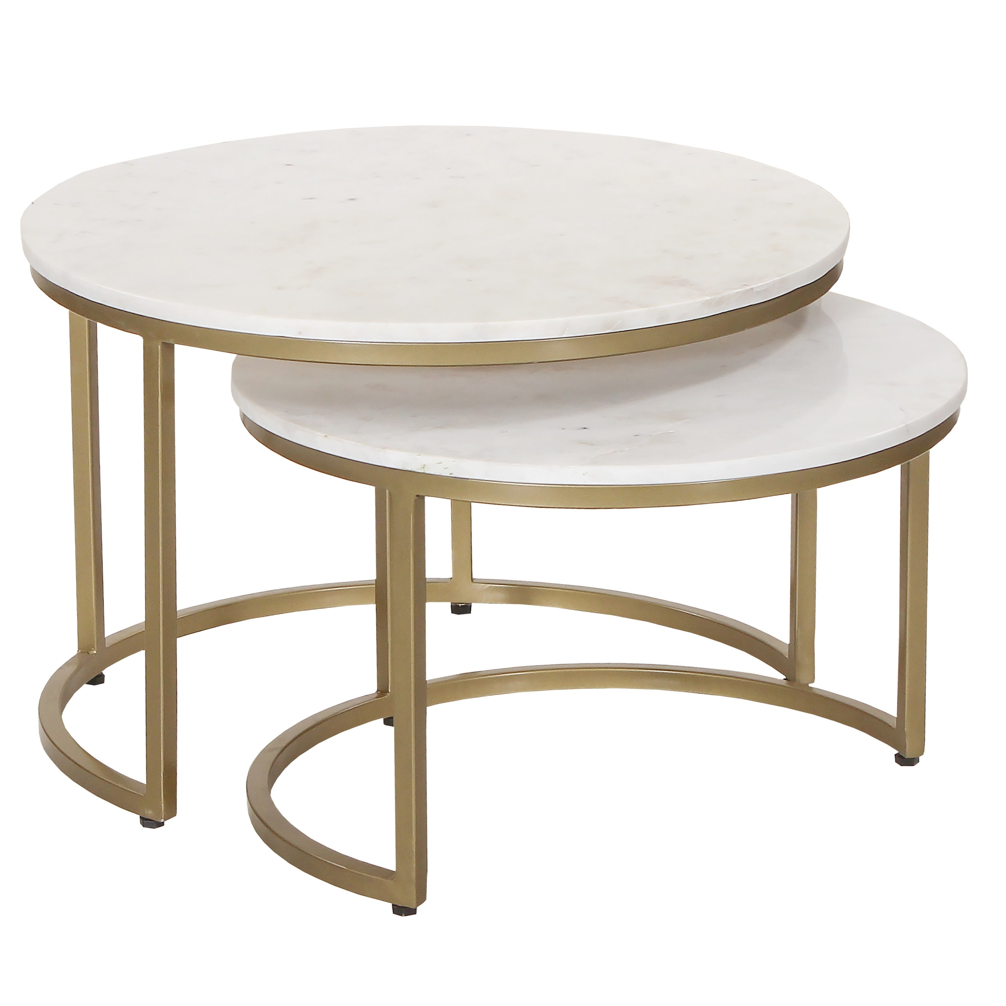 Aria Set of 2 White Marble Coffee Tables