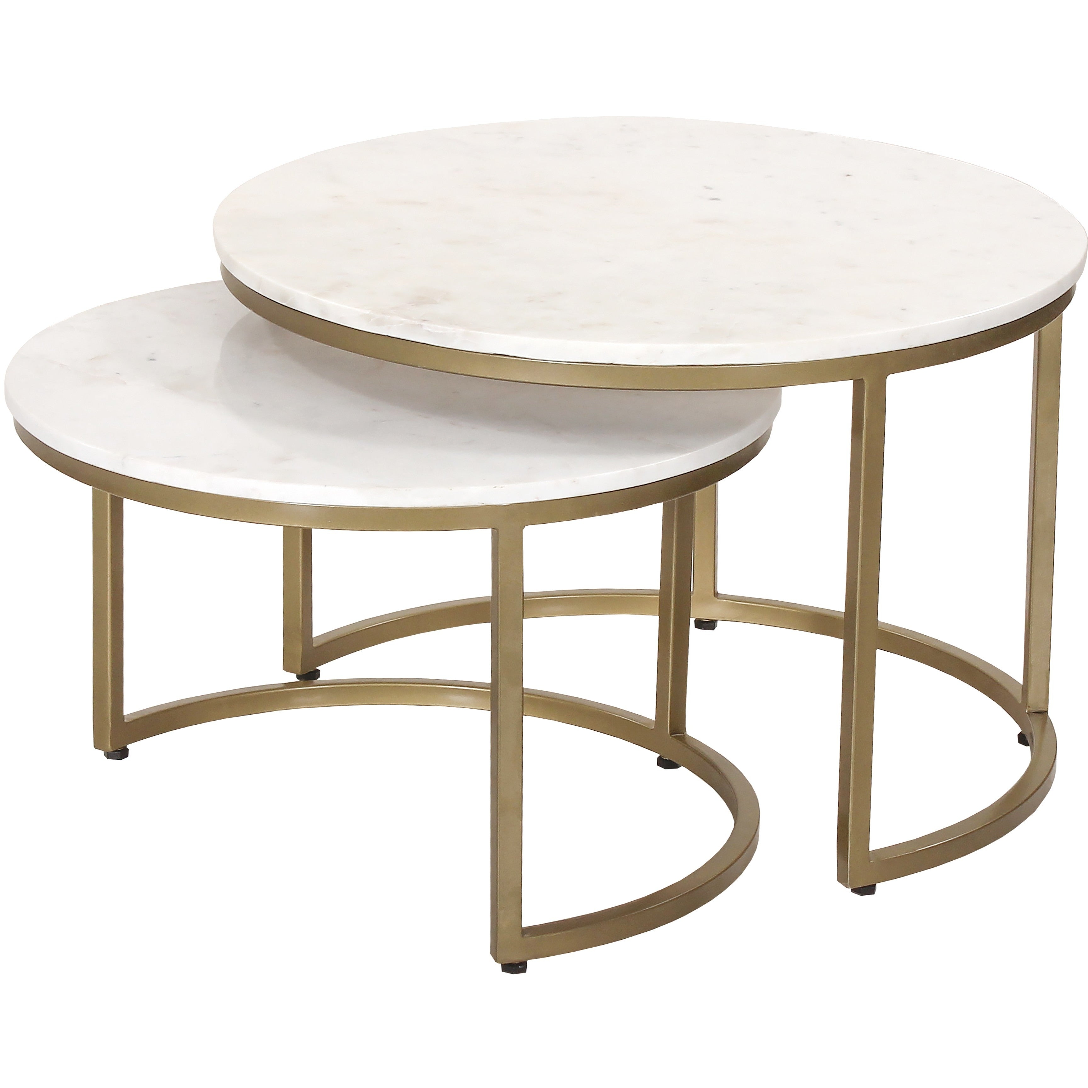 Aria Set of 2 White Marble Coffee Tables