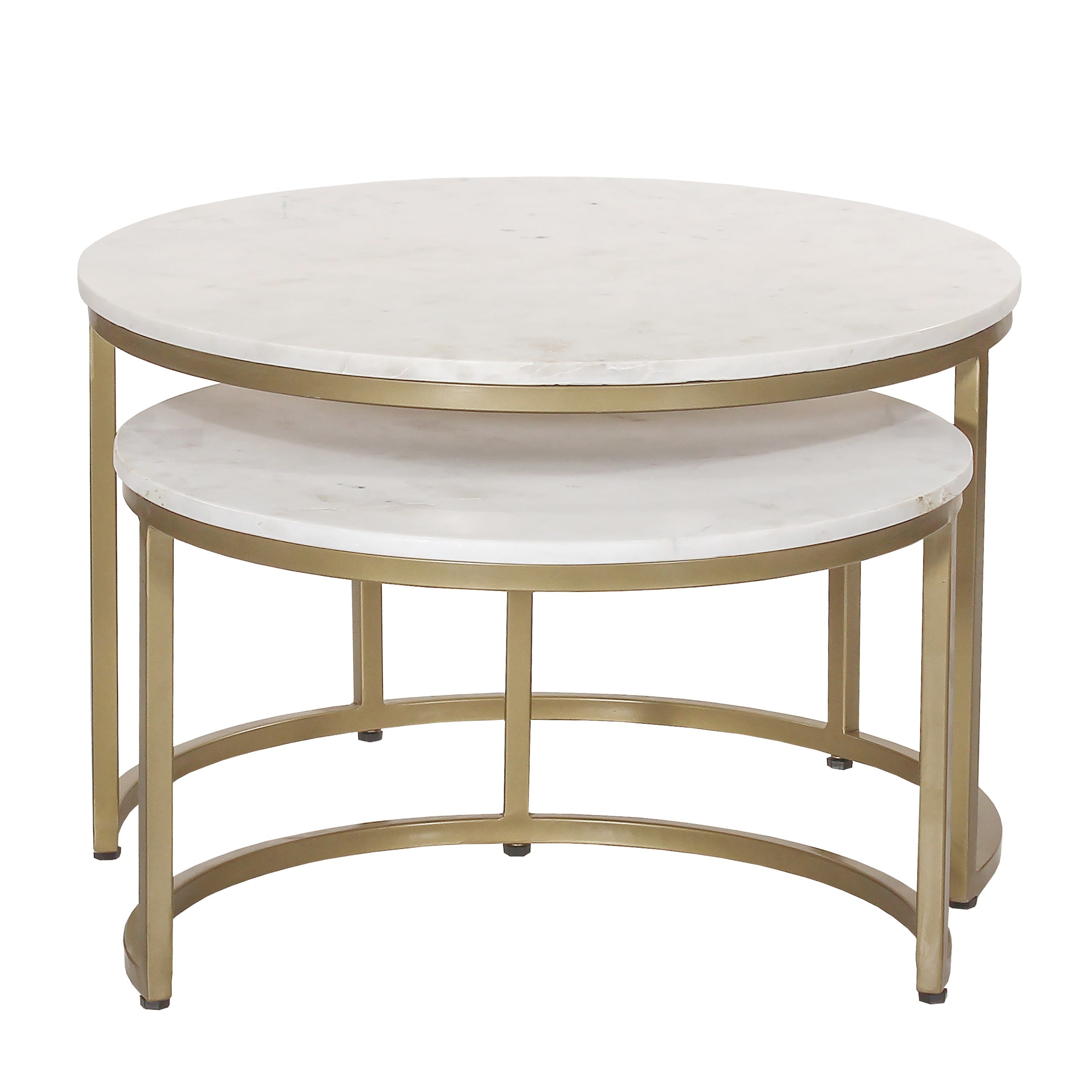 Aria Set of 2 White Marble Coffee Tables
