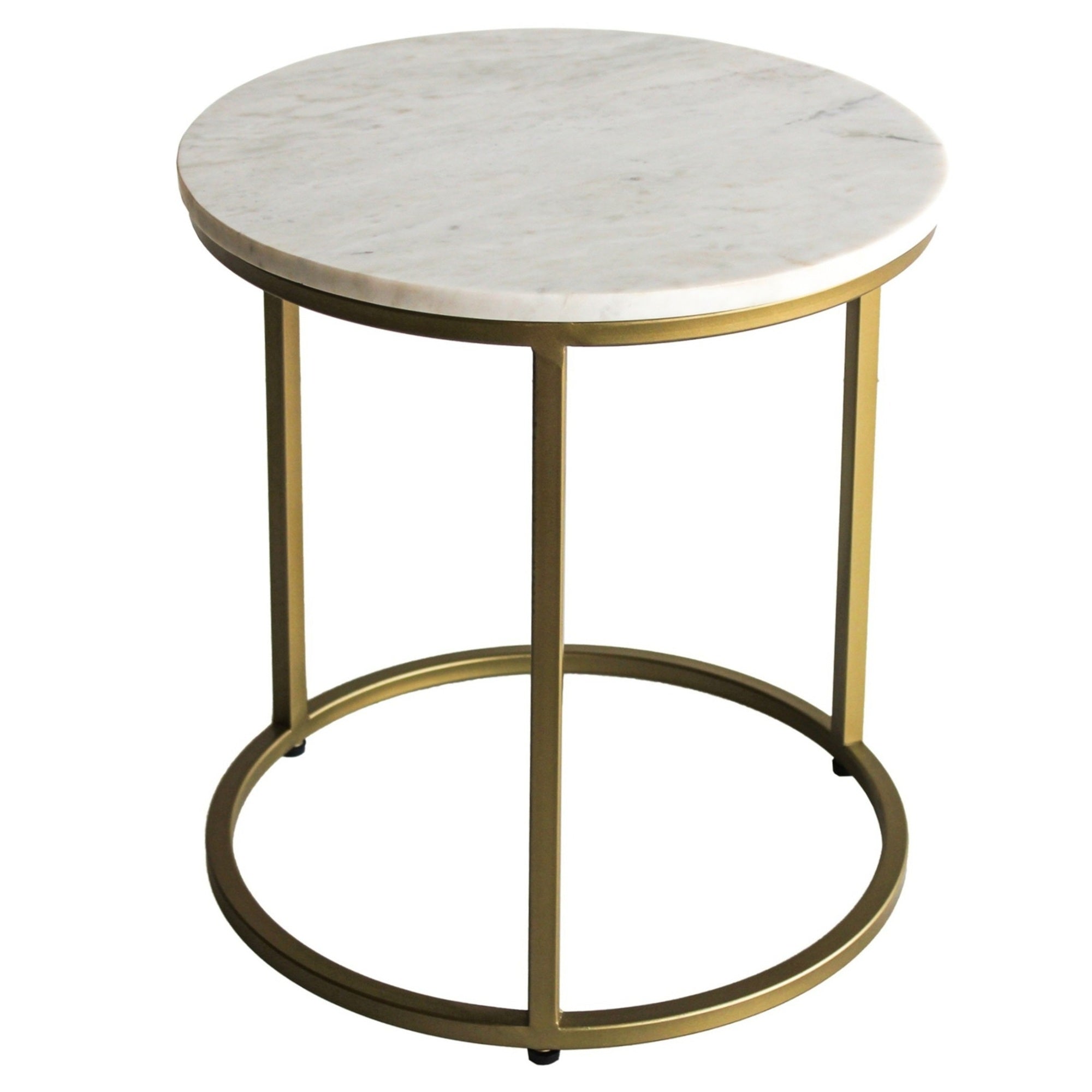Aria White Marble & Gold Round Side Table
