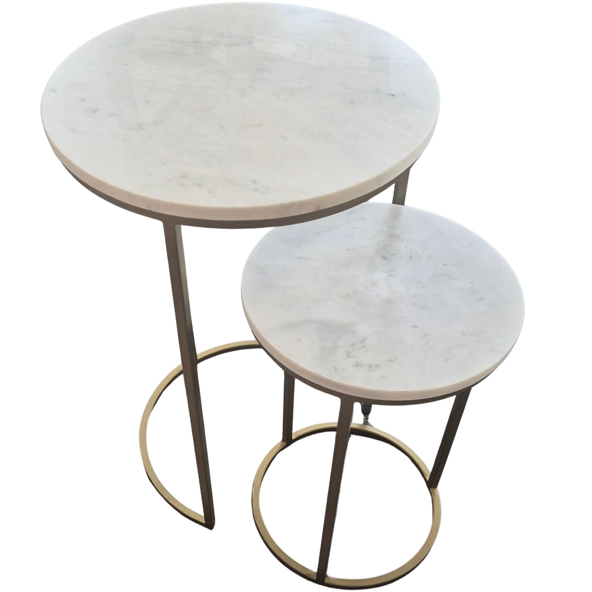 Aria White Marble & Gold Nest of Tables