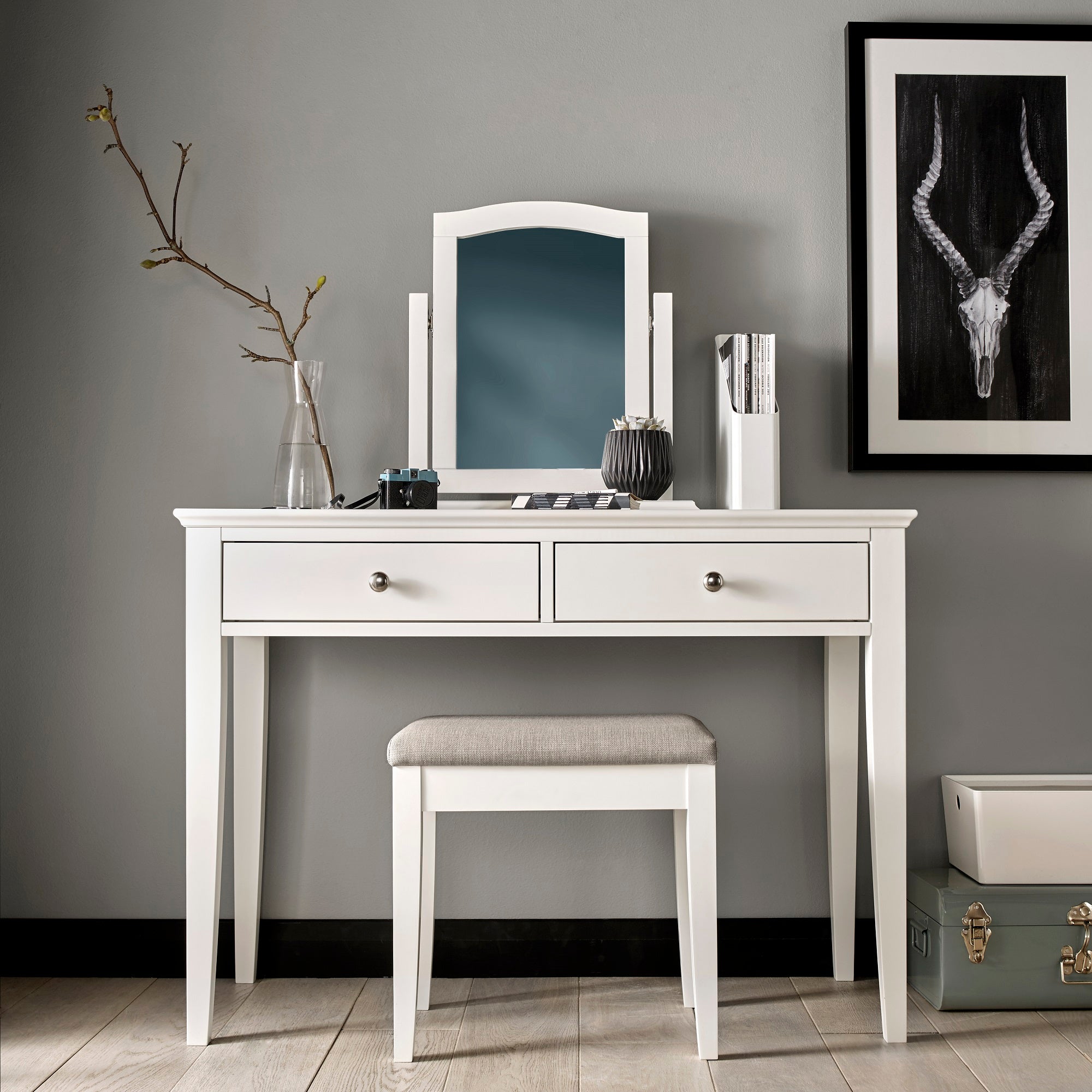 Ashby White Bedroom Stool