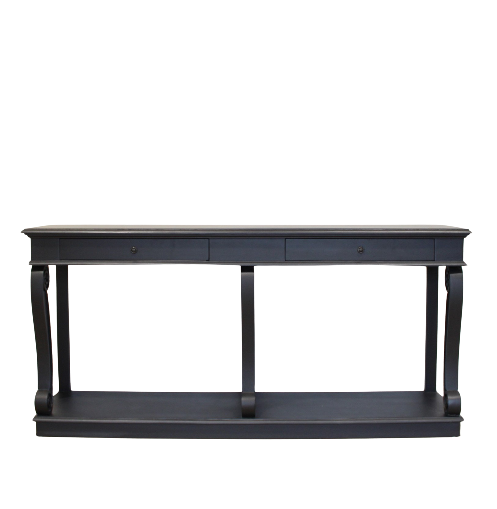 Glass and black store console table