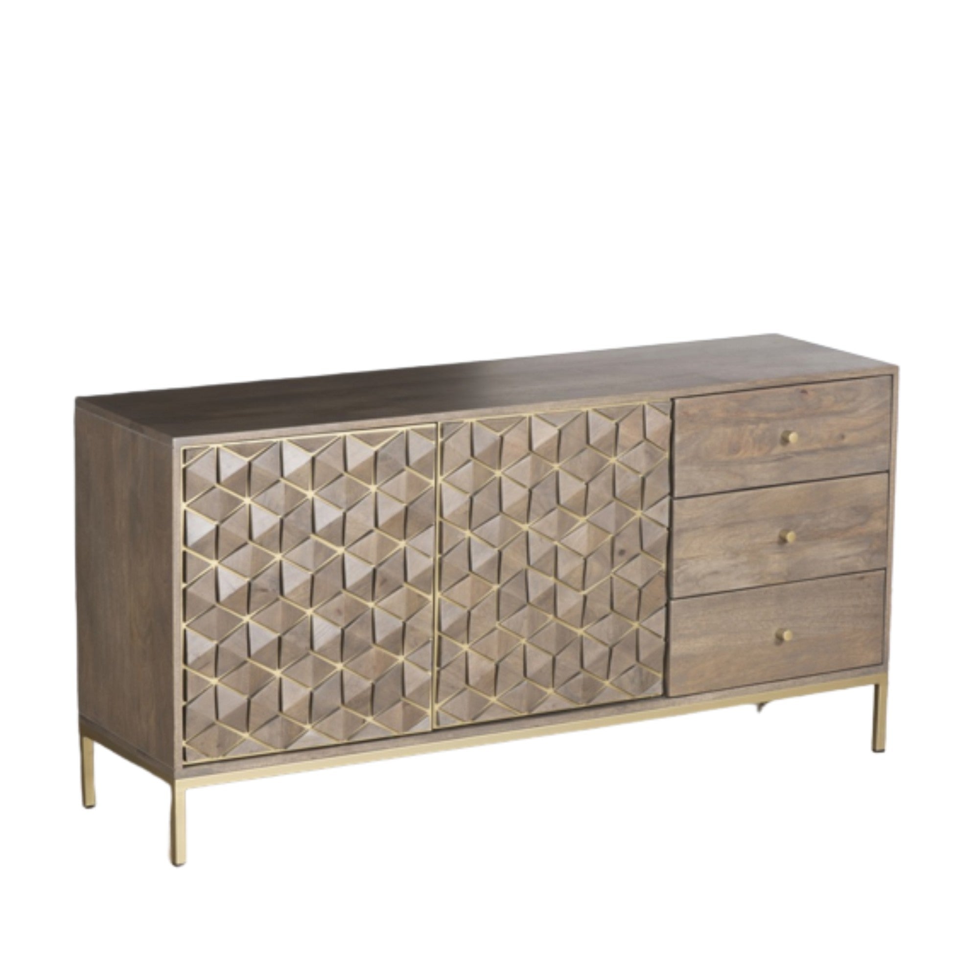 Elyse Sideboard | 2 door sideboard | mango wood sideboard | Geometric pattern sideboard