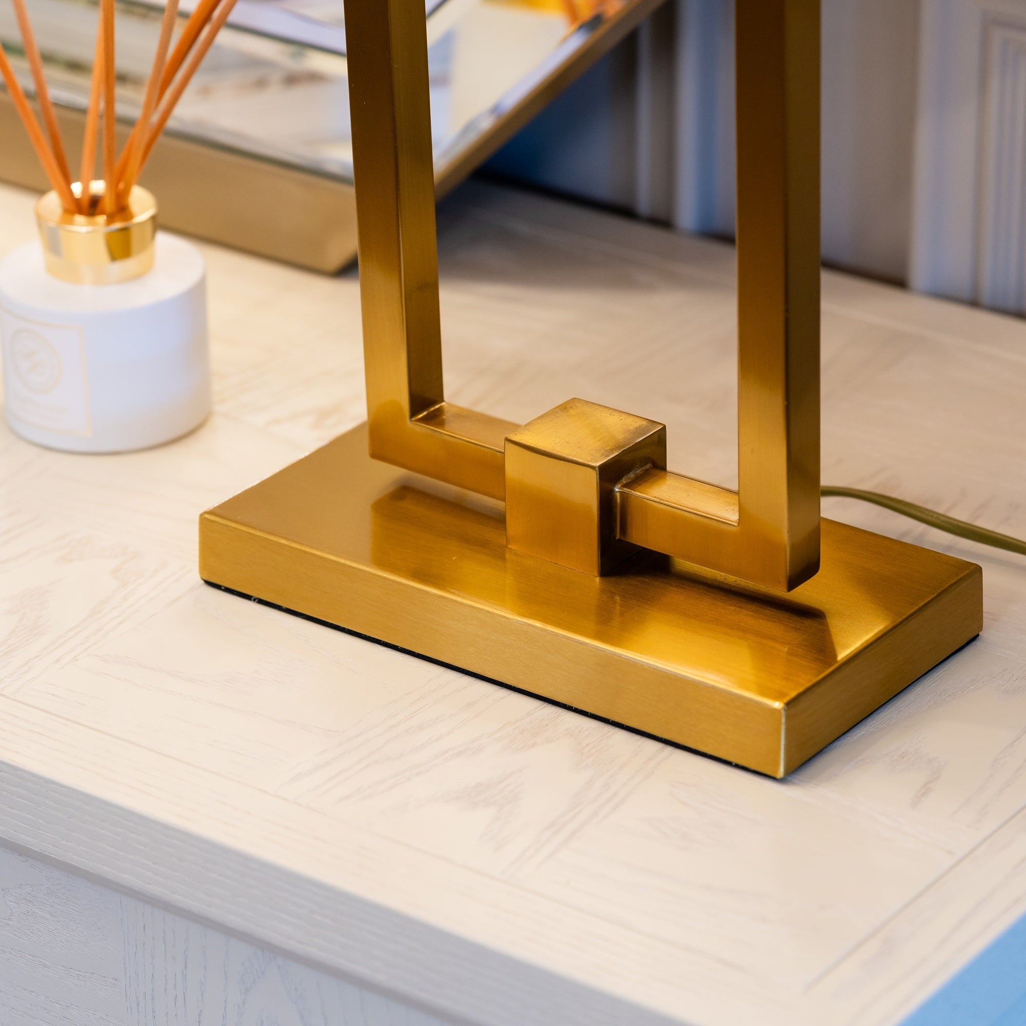 Jade Contemporary Brass Rectangle Table Lamp