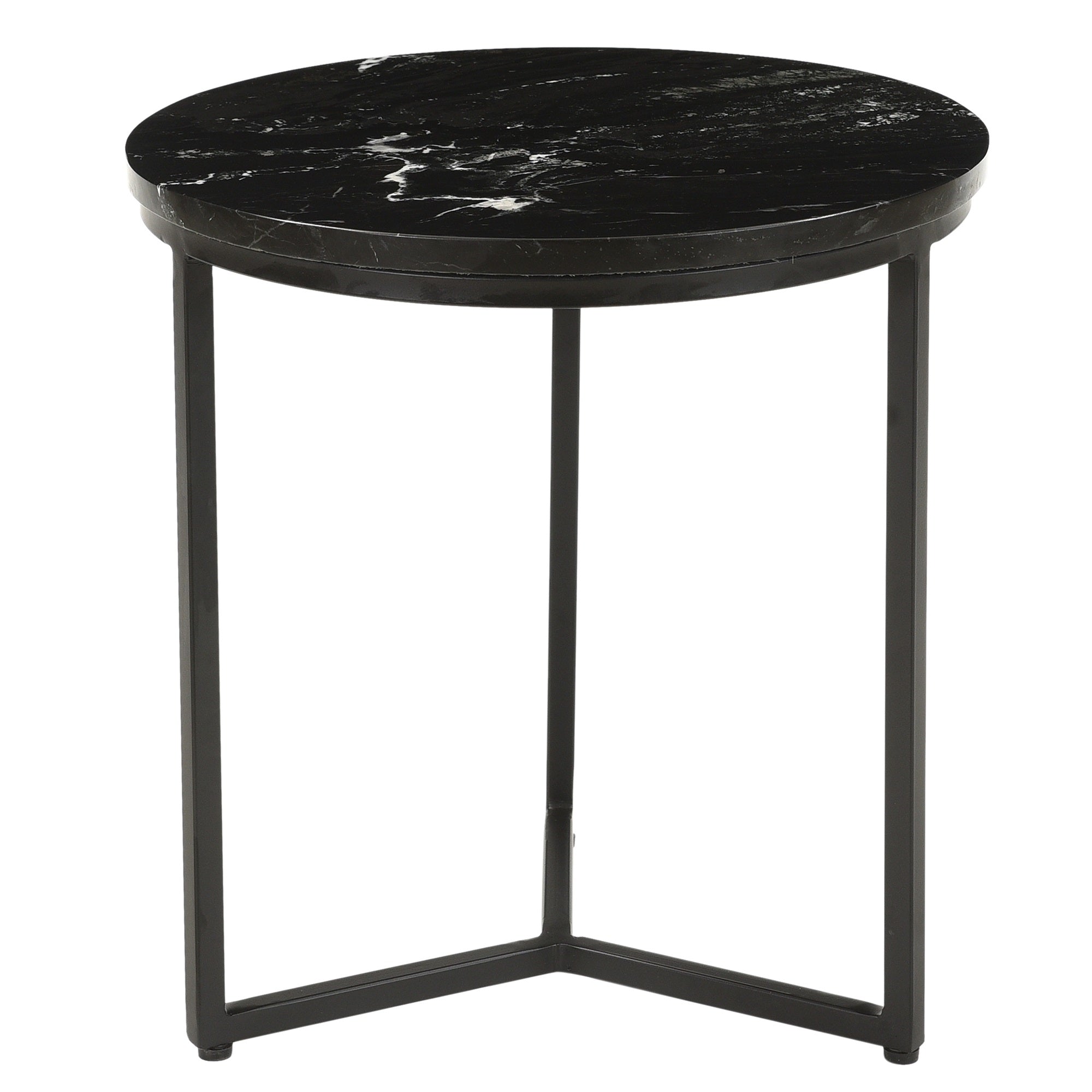 Leo Black Round Stone Side Table
