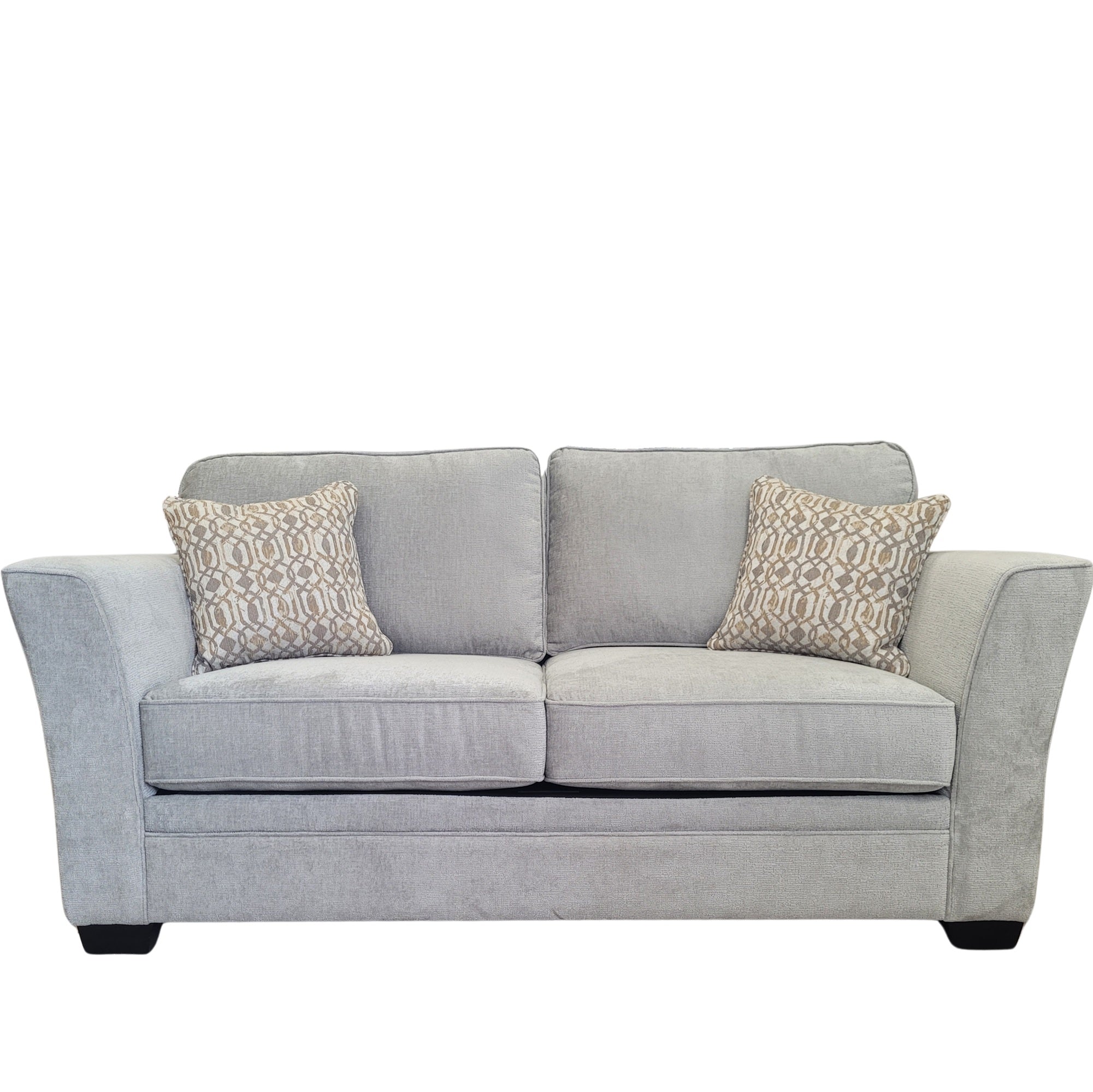 Madison Grey Fabric Sofabed with complimentary scatter cushions.