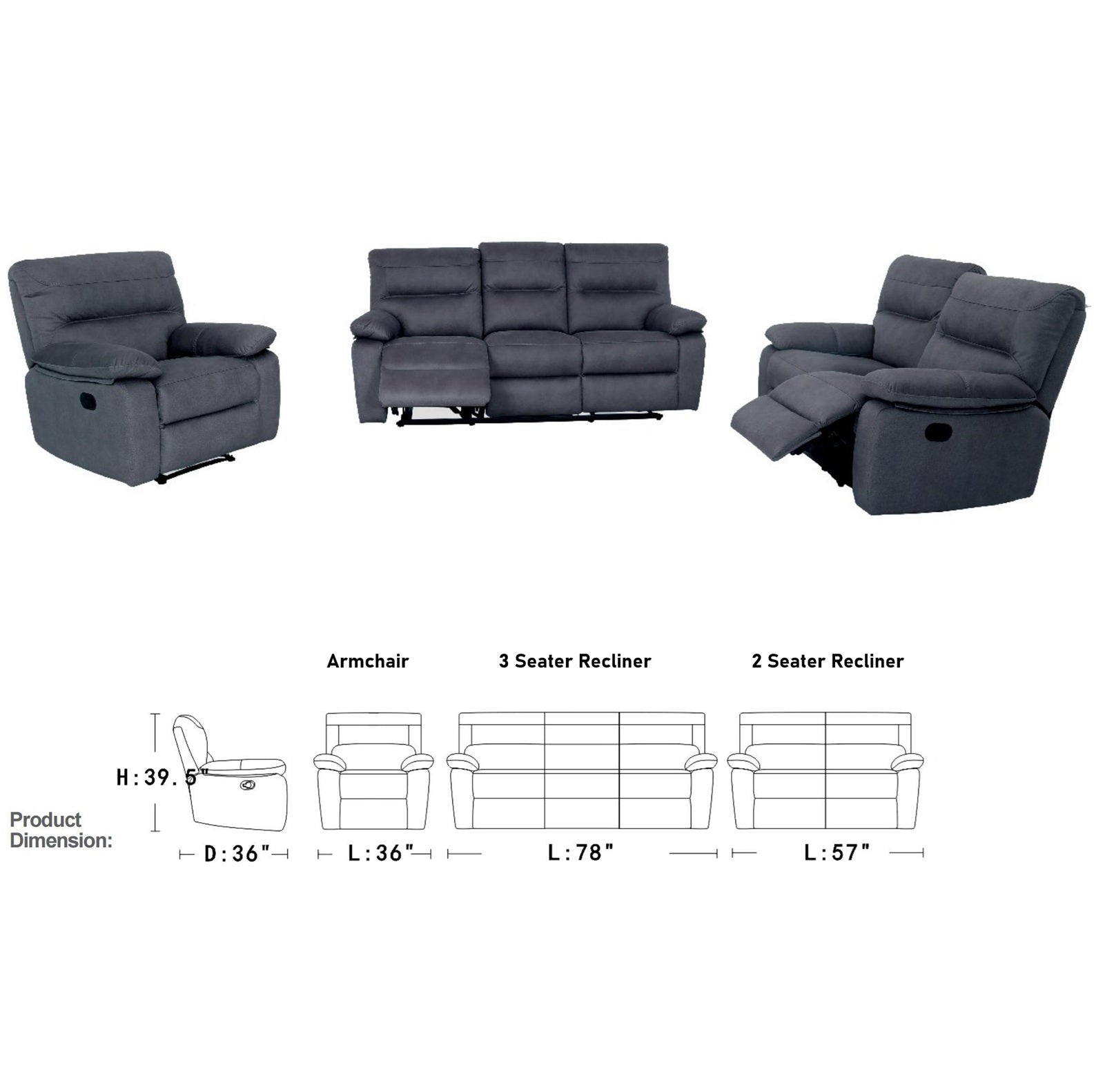 Millar 3 Seater Reclining Sofa