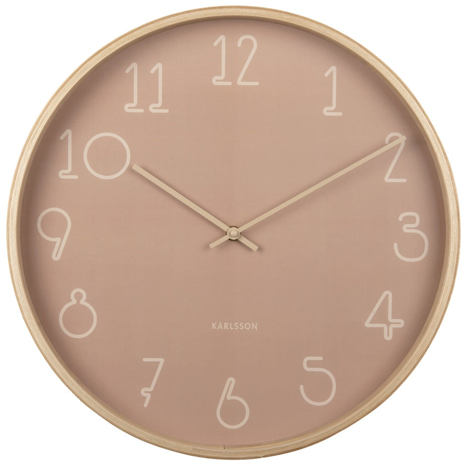 Wall Clock Sencillo Blush Pink + Wood