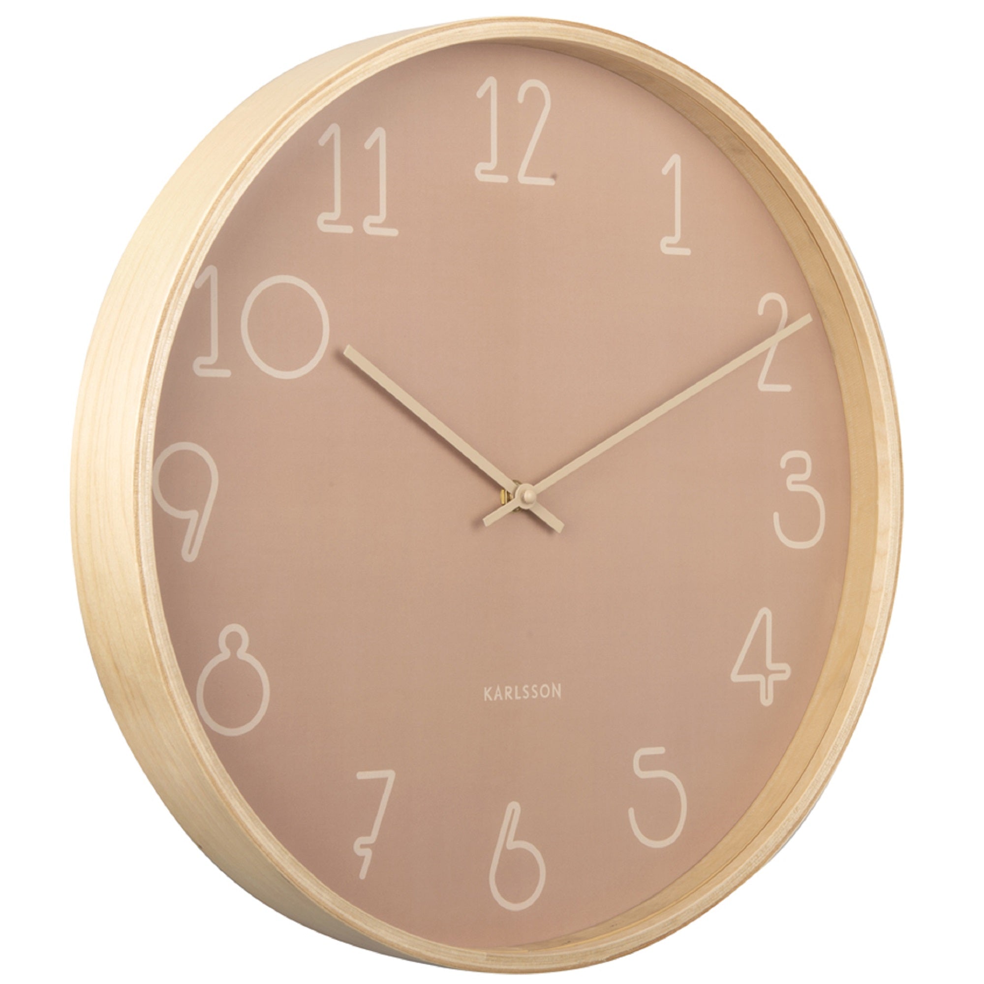 Wall Clock Sencillo Blush Pink + Wood