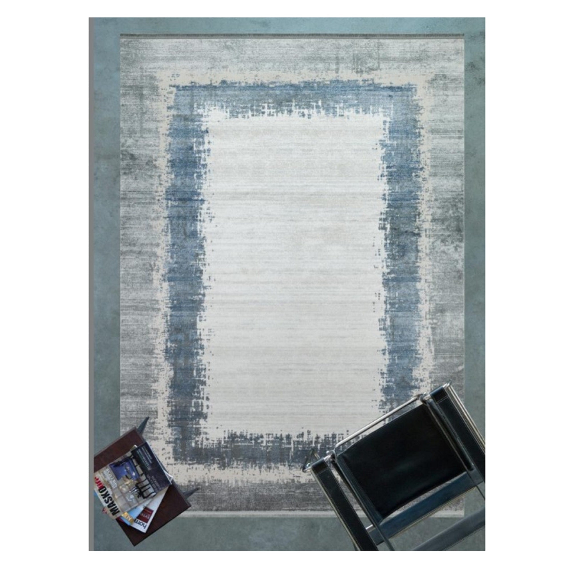 Vivaldi Blue Grey Border Rug