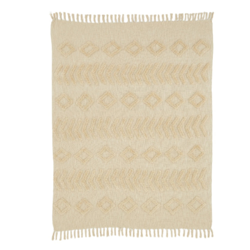 Kabeli Tufted Ecru Throw 130x170