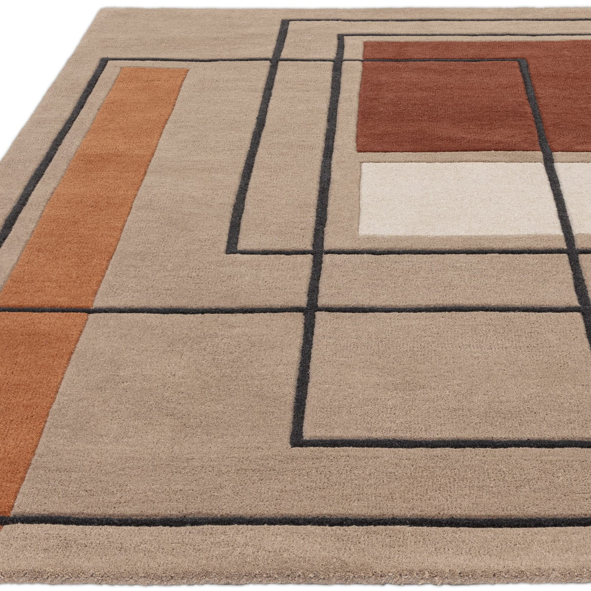 Reef Outline Wool Rug Rust