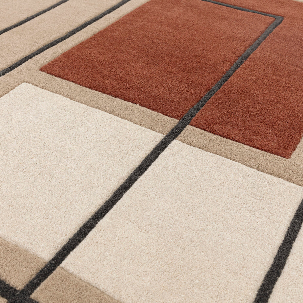 Reef Outline Wool Rug Rust