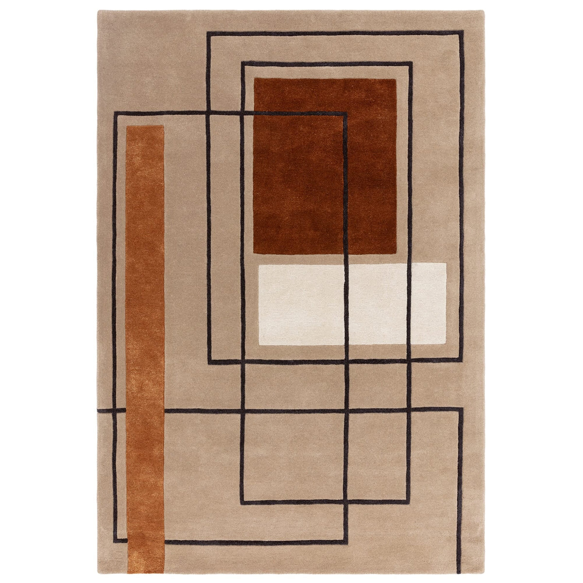 Reef Outline Wool Rug Rust