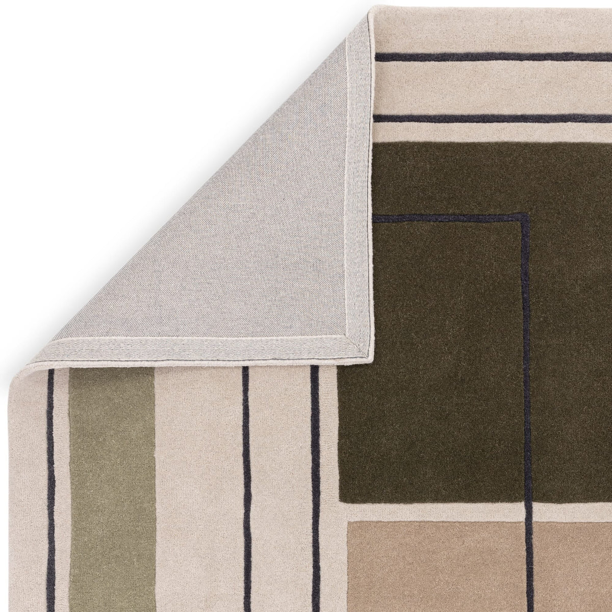 Reef Outline Wool Rug Khaki