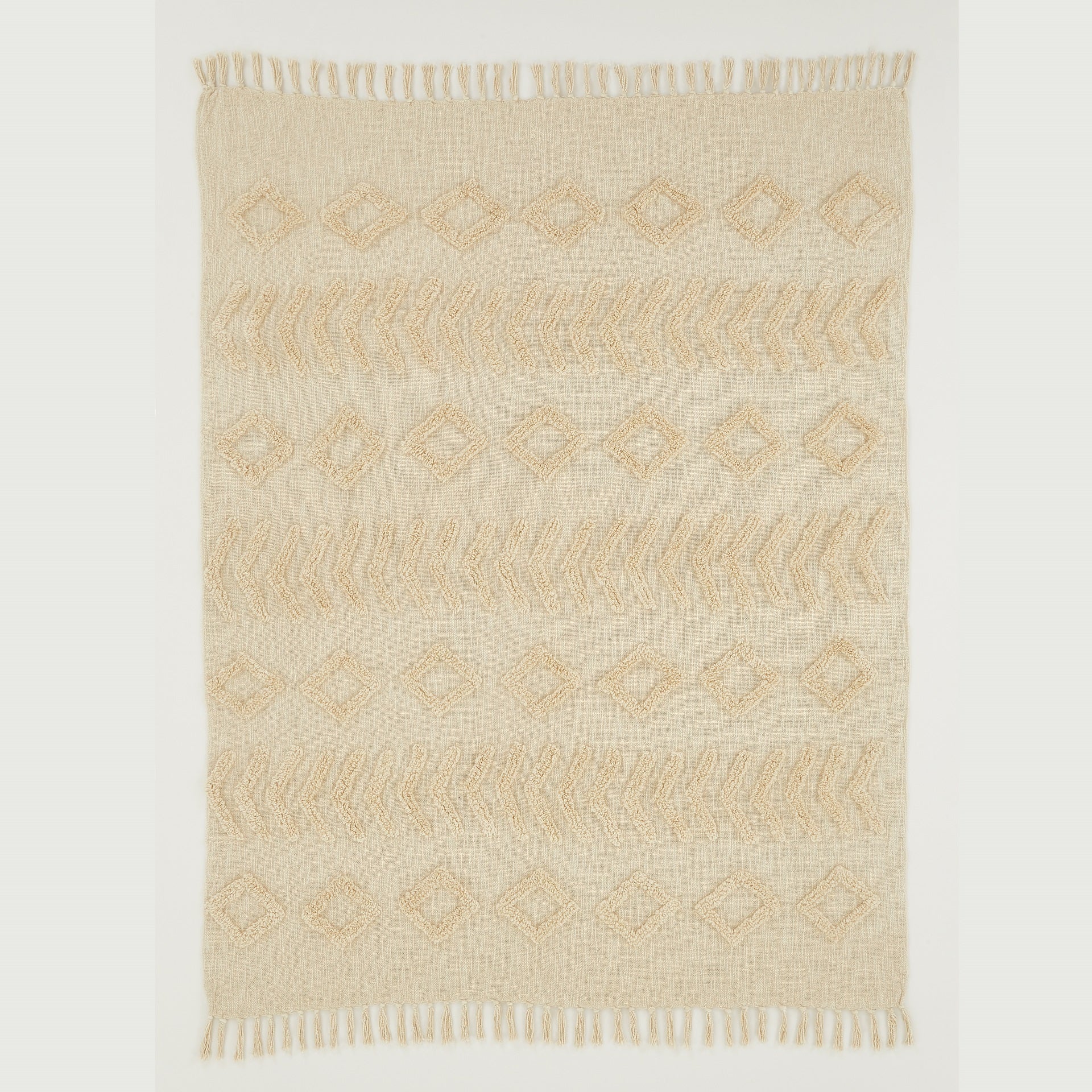 Kabeli Tufted Ecru Throw 130x170