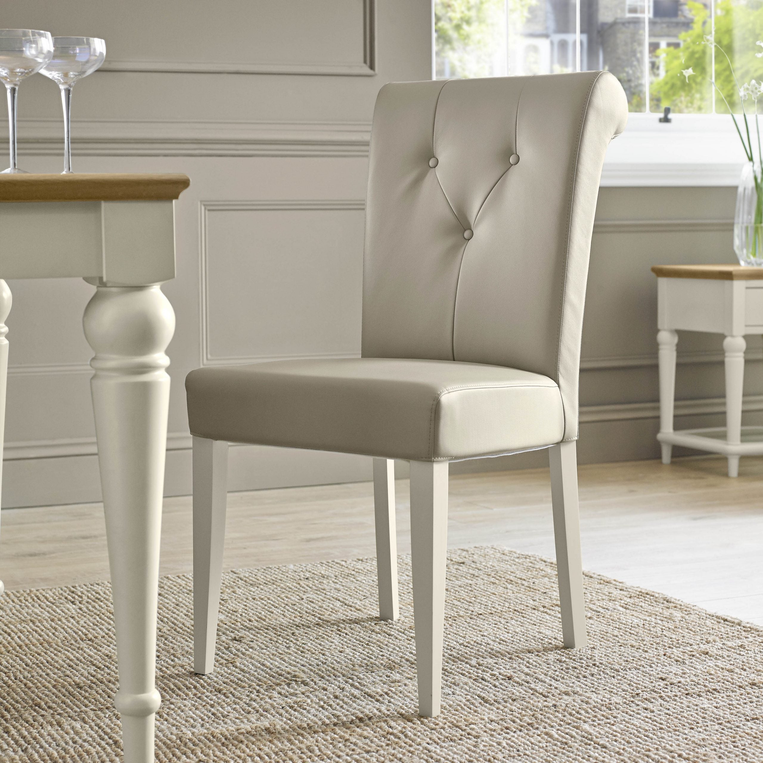 Montreux Leather Dining Chair - Ivory from UpstairsDownstairs.ie