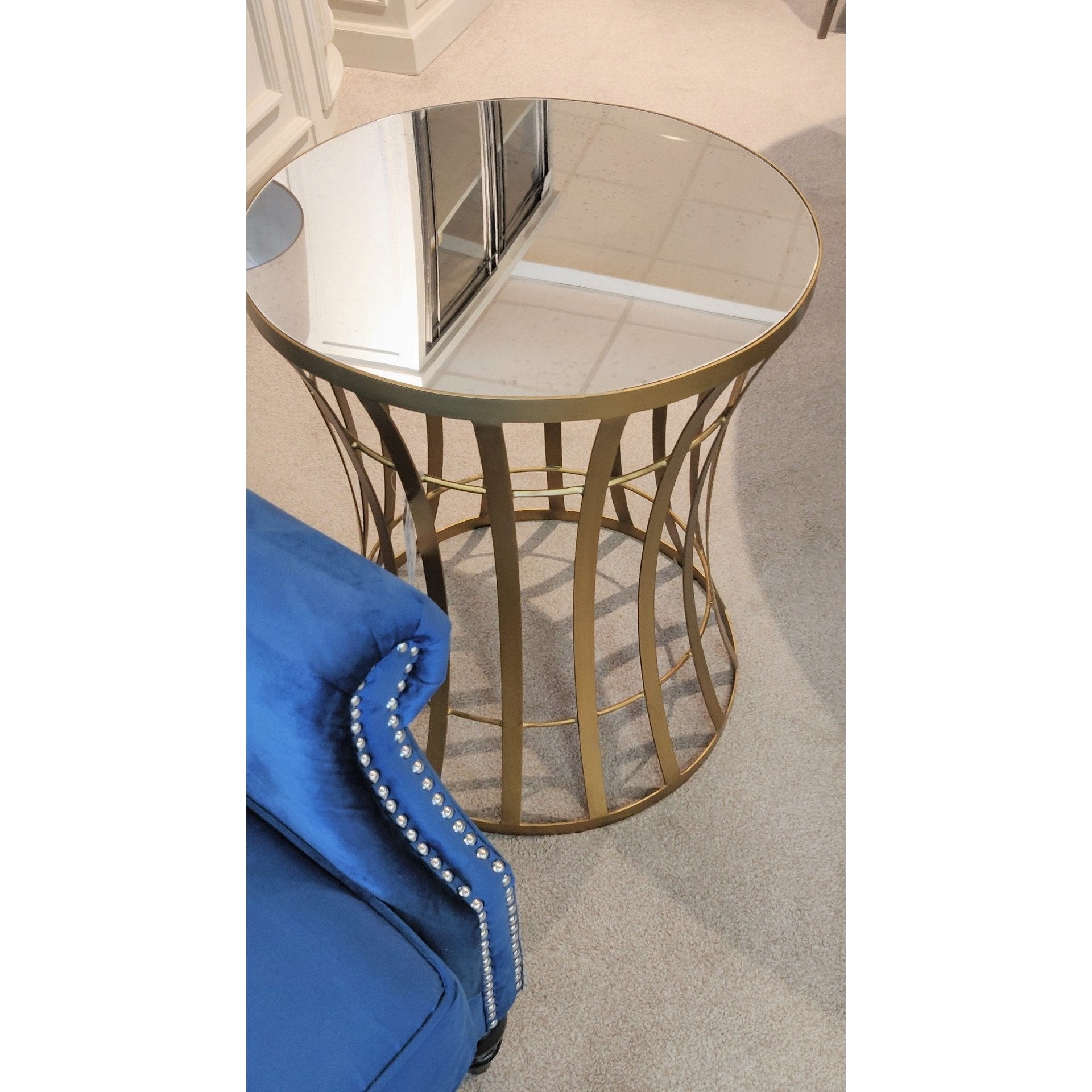 Antibes tapered mirrored side table | matt gold frame | mirrored top side table