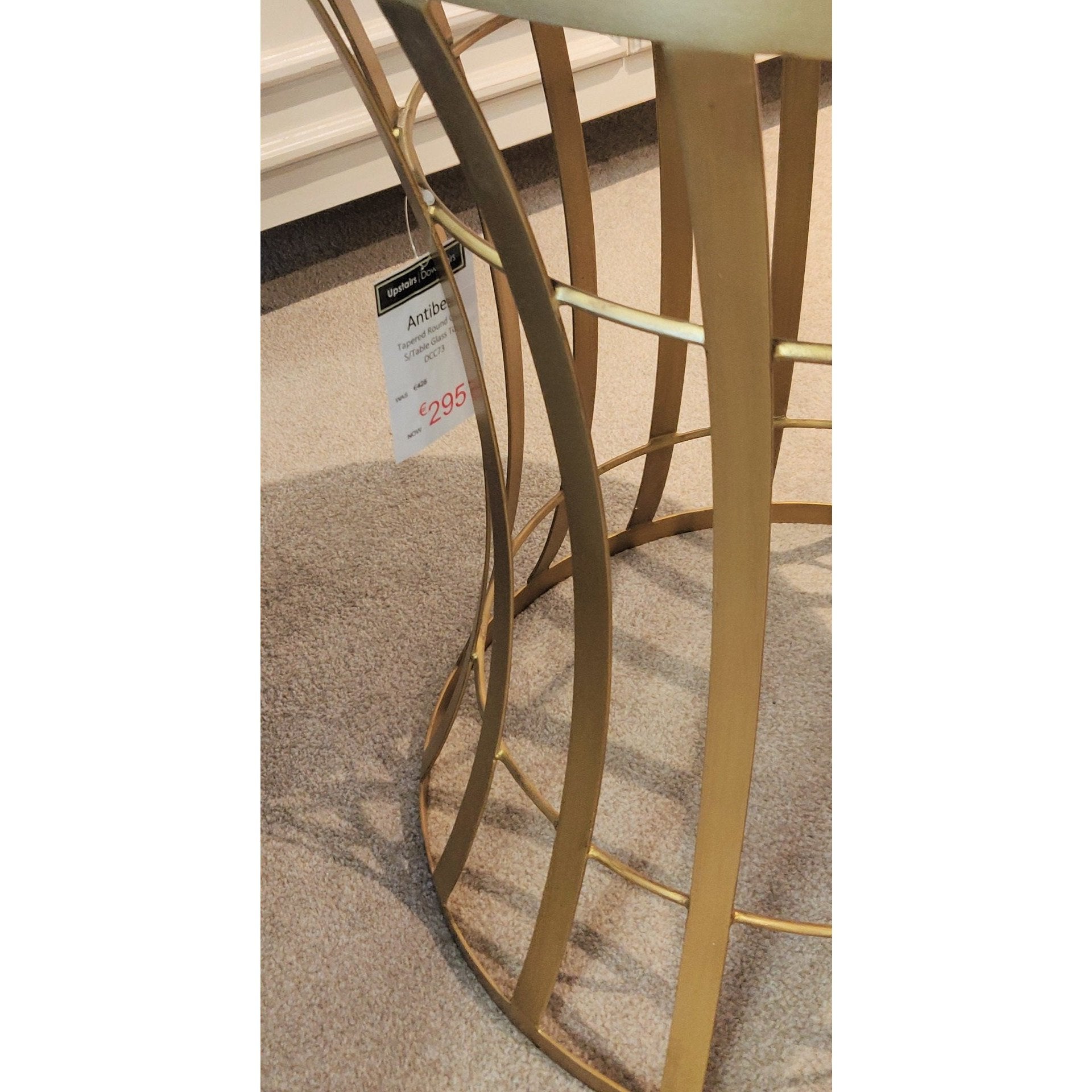 Antibes tapered mirrored side table | matt gold frame | mirrored top side table