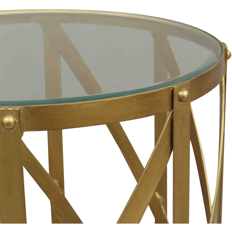 Antibes glass side table | matt gold frame
