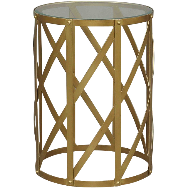 Antibes glass side table | matt gold frame