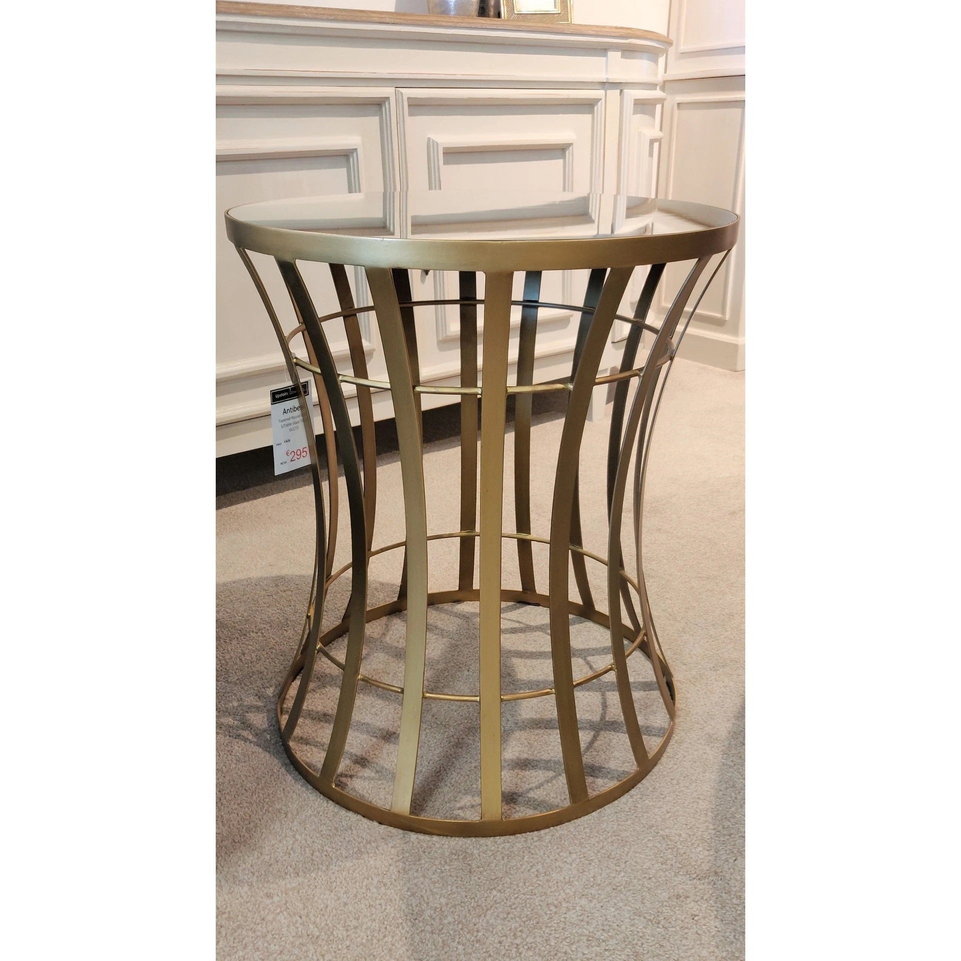 Antibes tapered mirrored side table | matt gold frame | mirrored top side table