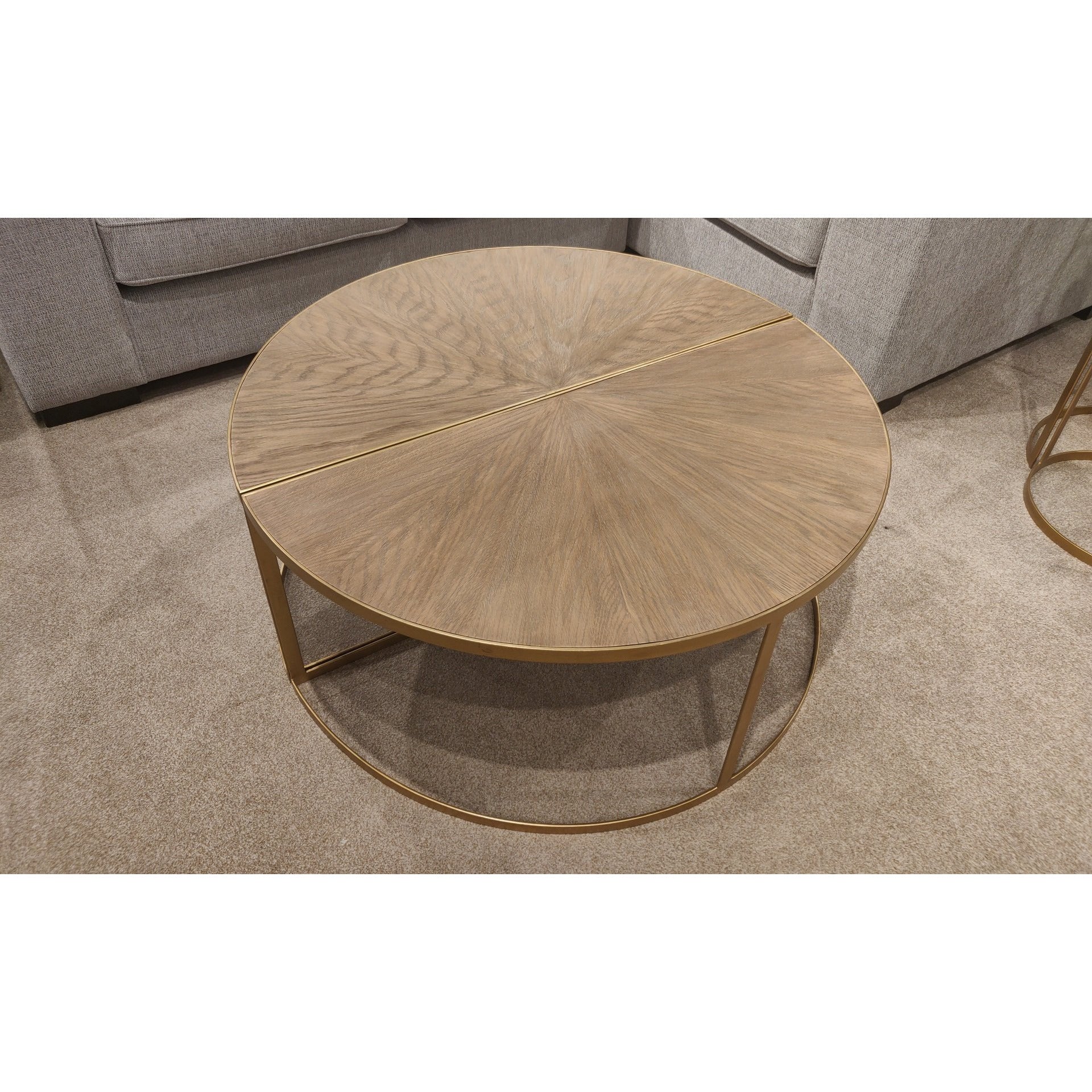 Arizona Gold Coffee Table | white wash oak | soft gold frame coffee table