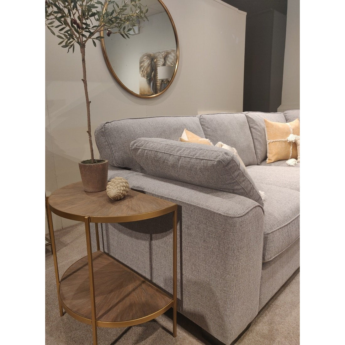 Arizona Gold Demi Lune End Table | semi circle end table | white wash oak