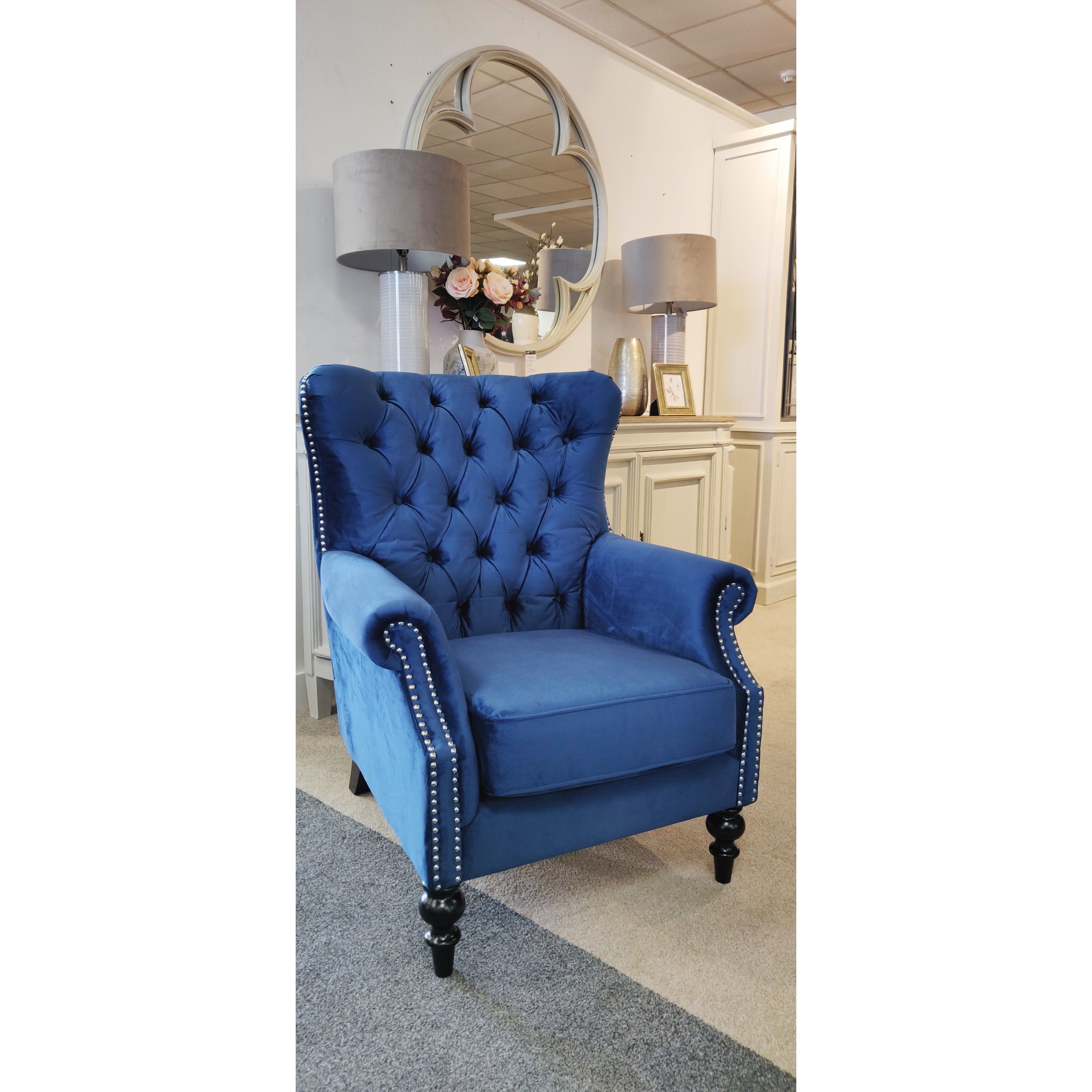 Darcy Velvet Chair Blue