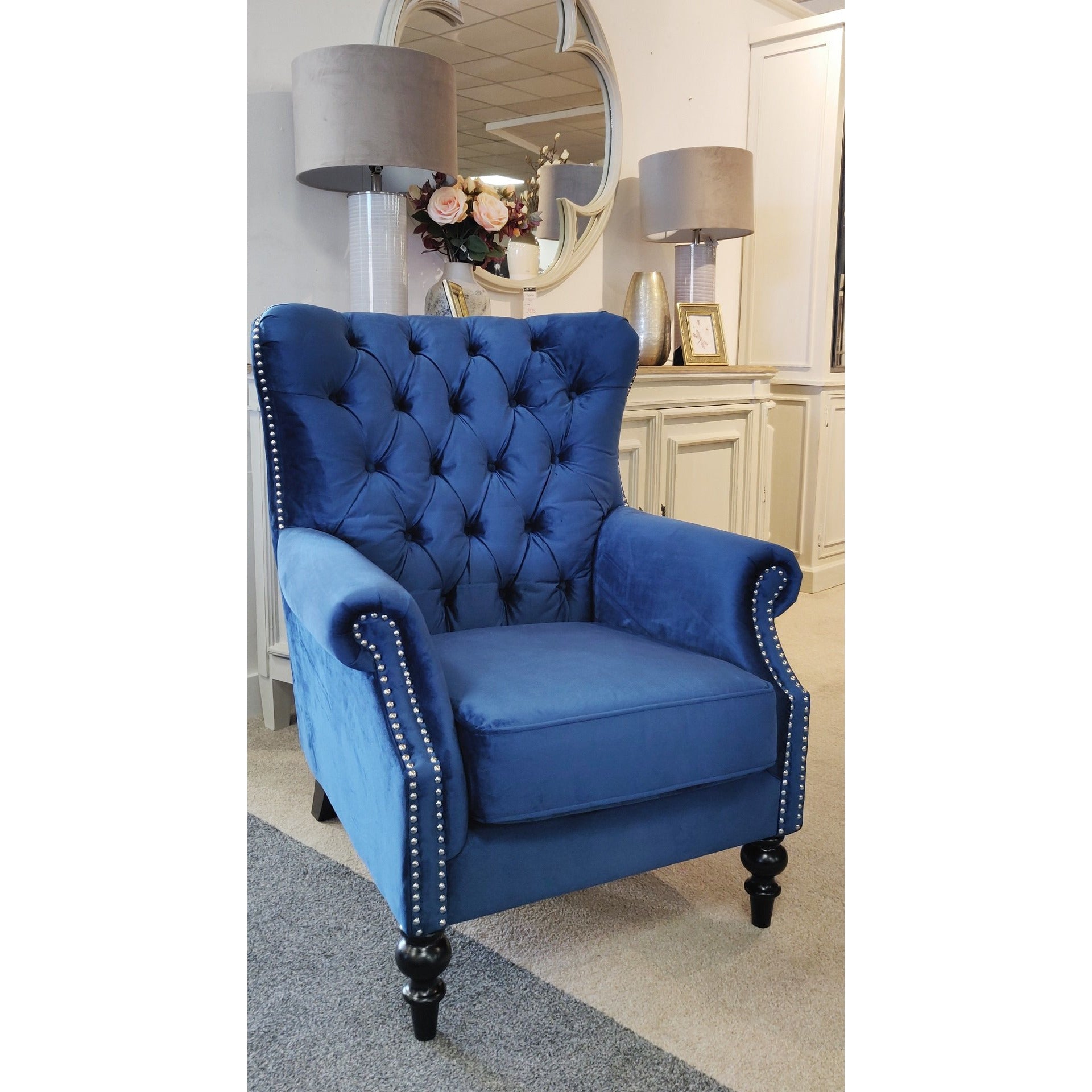Darcy Velvet Chair Blue