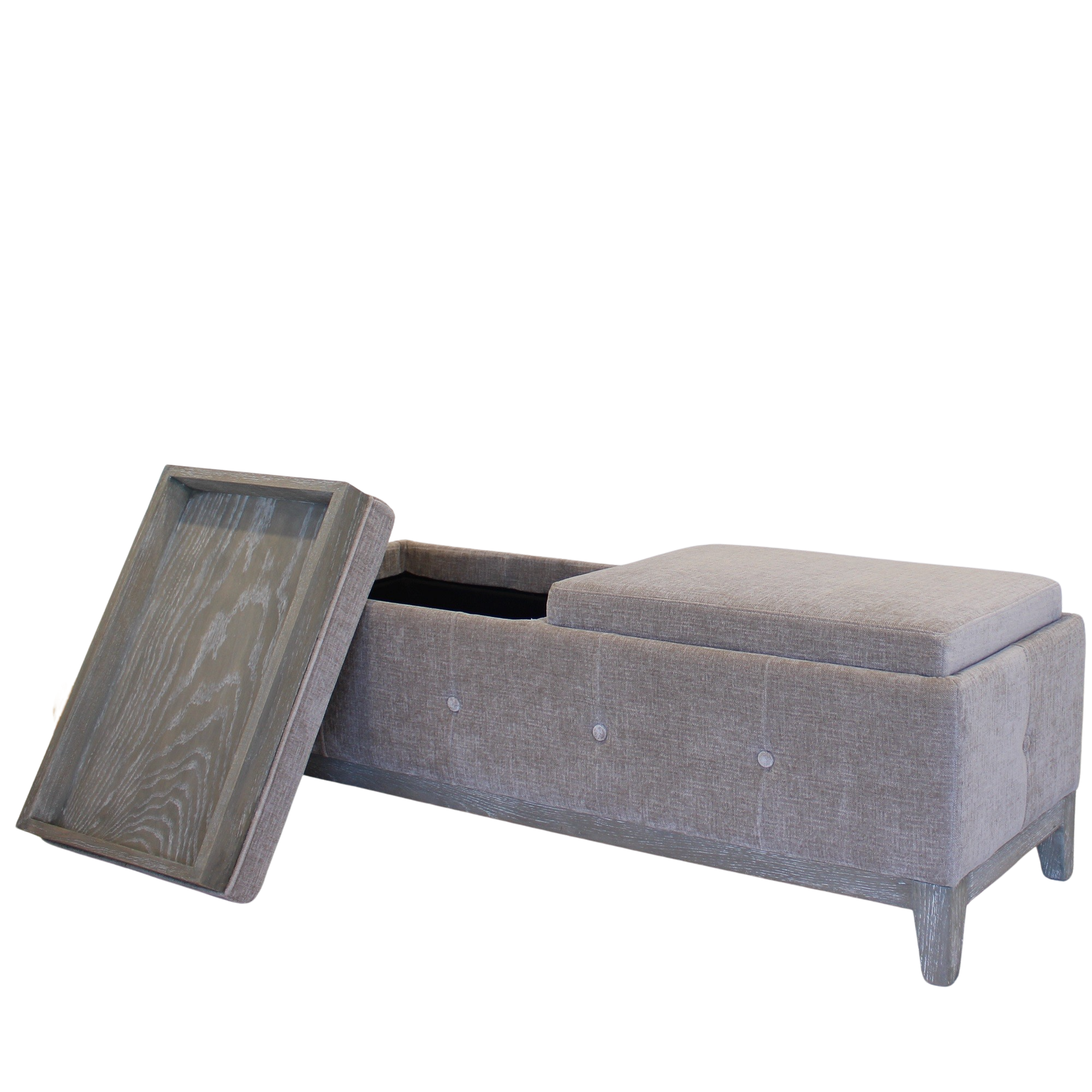 Dual Storage Ottoman - Beige