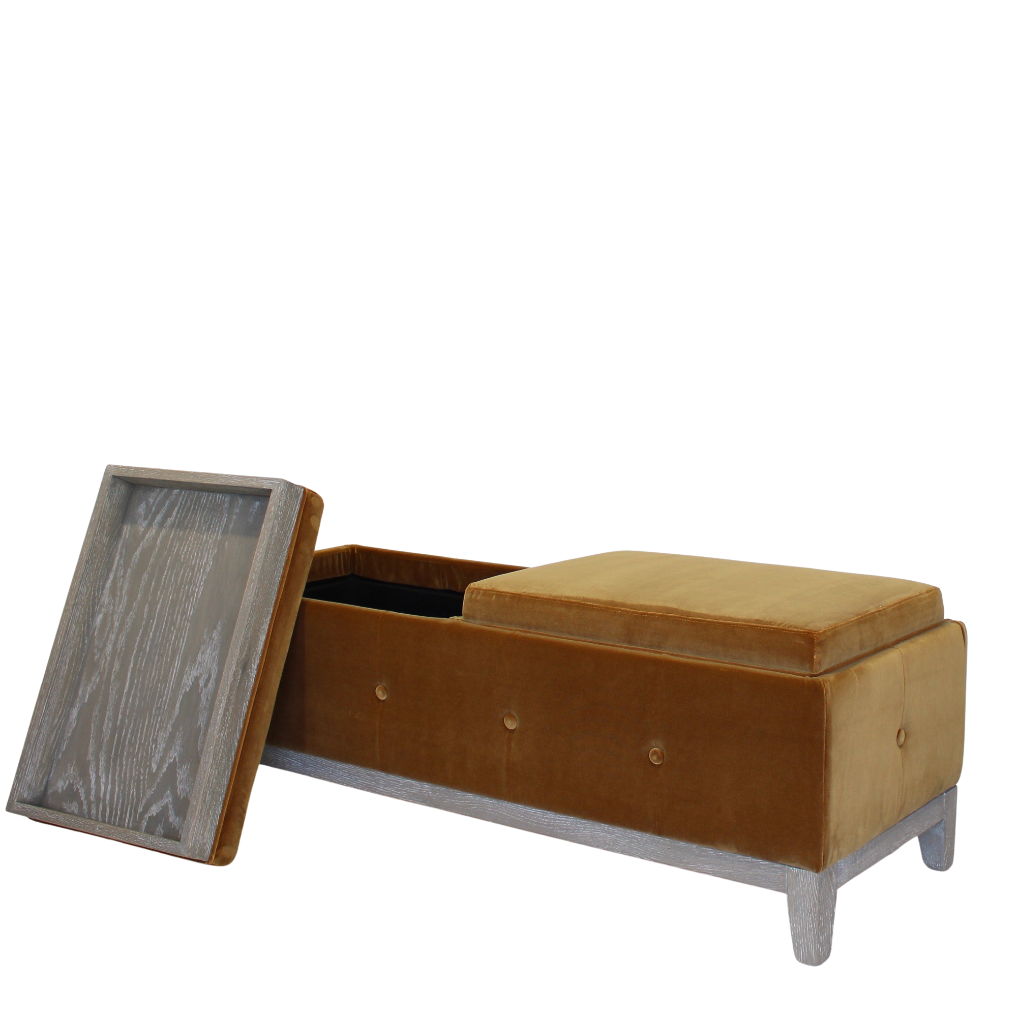 Dual Storage Ottoman - Gold