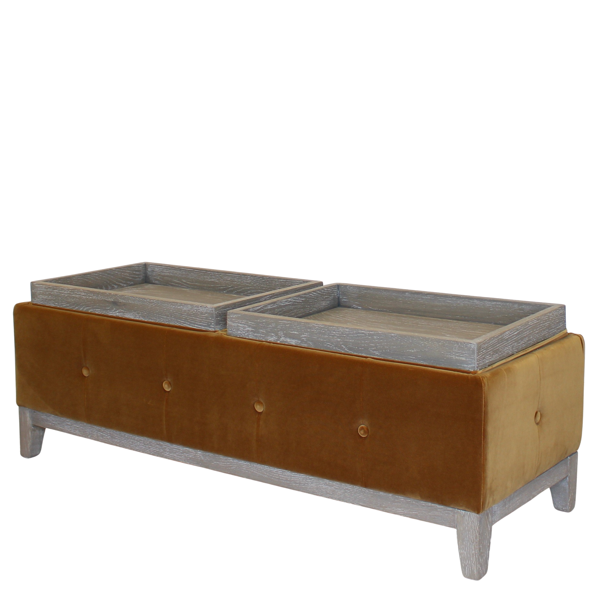 Dual Storage Ottoman - Gold