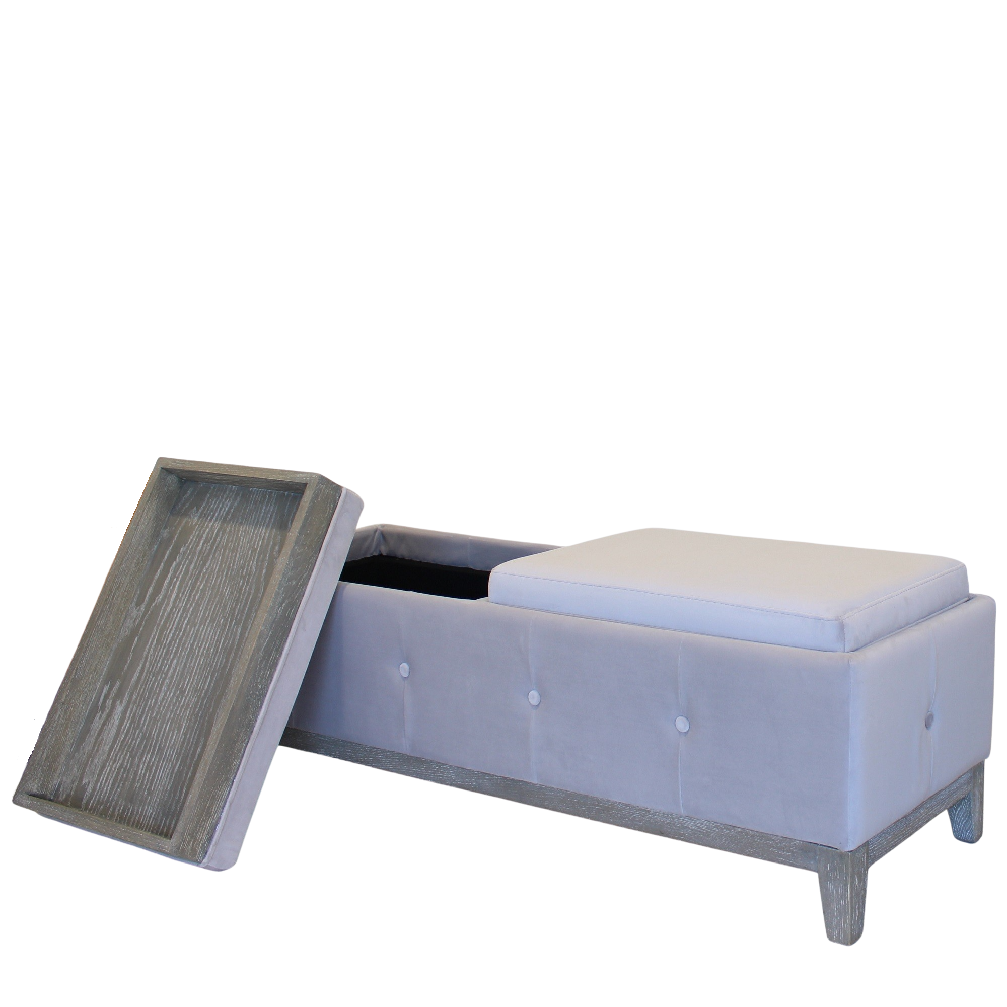 Dual Storage Ottoman - Grey