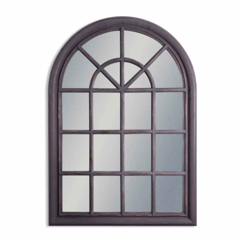 Eton Rustic Black Arched Widow Mirror