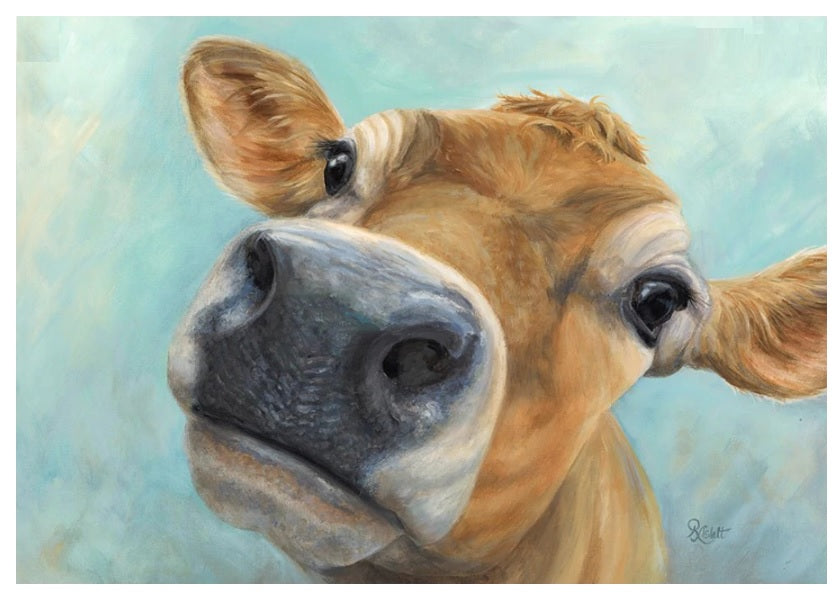 Georgie Cow Blue Canvas Picture