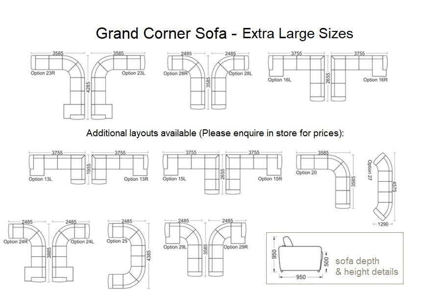 Grand Corner Sofa XL Sizes