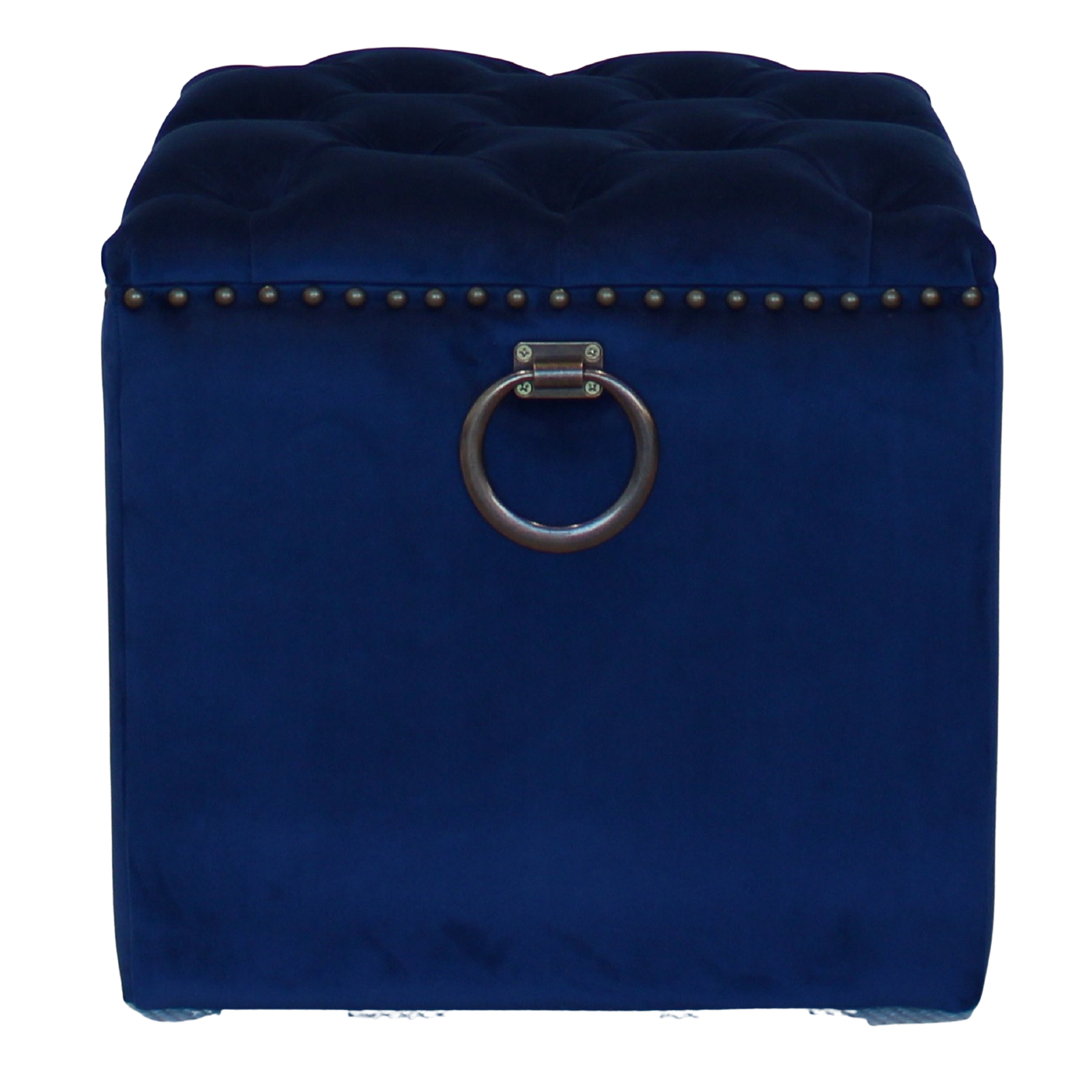 Hallie Velvet Button Top Stool Navy