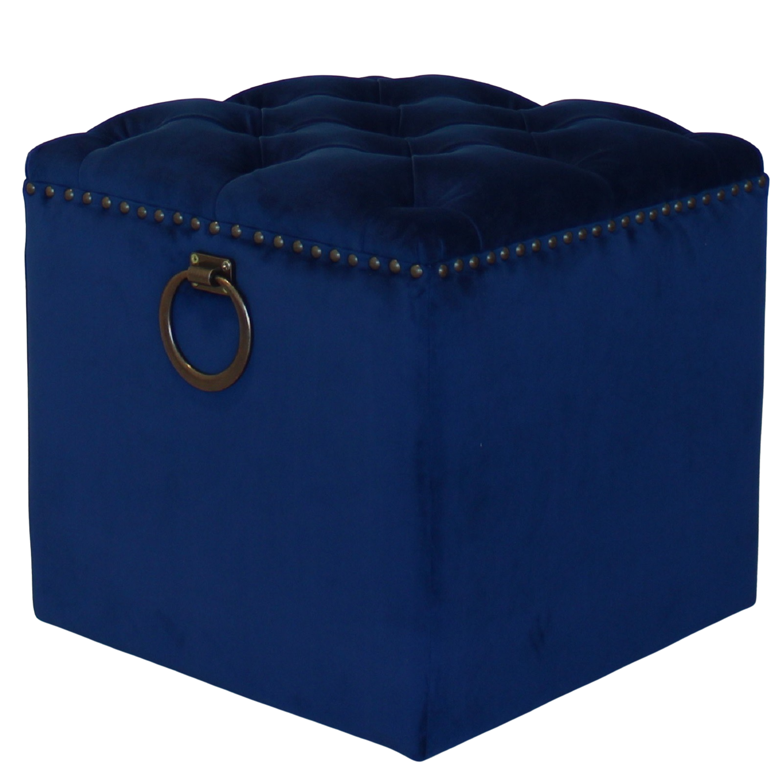 Hallie Velvet Button Top Stool Navy