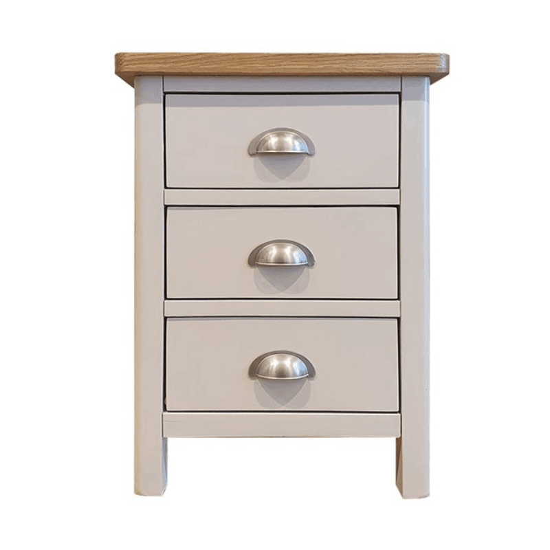 White bedside table discount with oak top