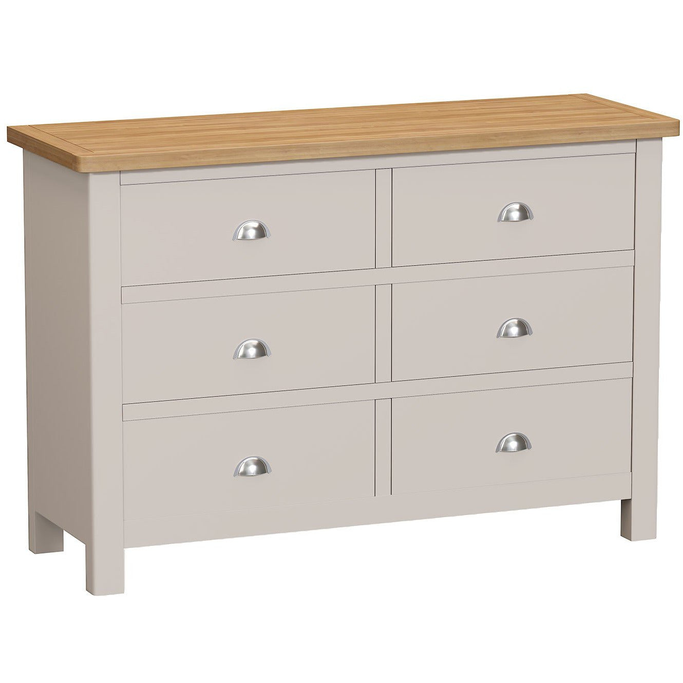 6 drawer chest, two tone chest, grey and oak chest