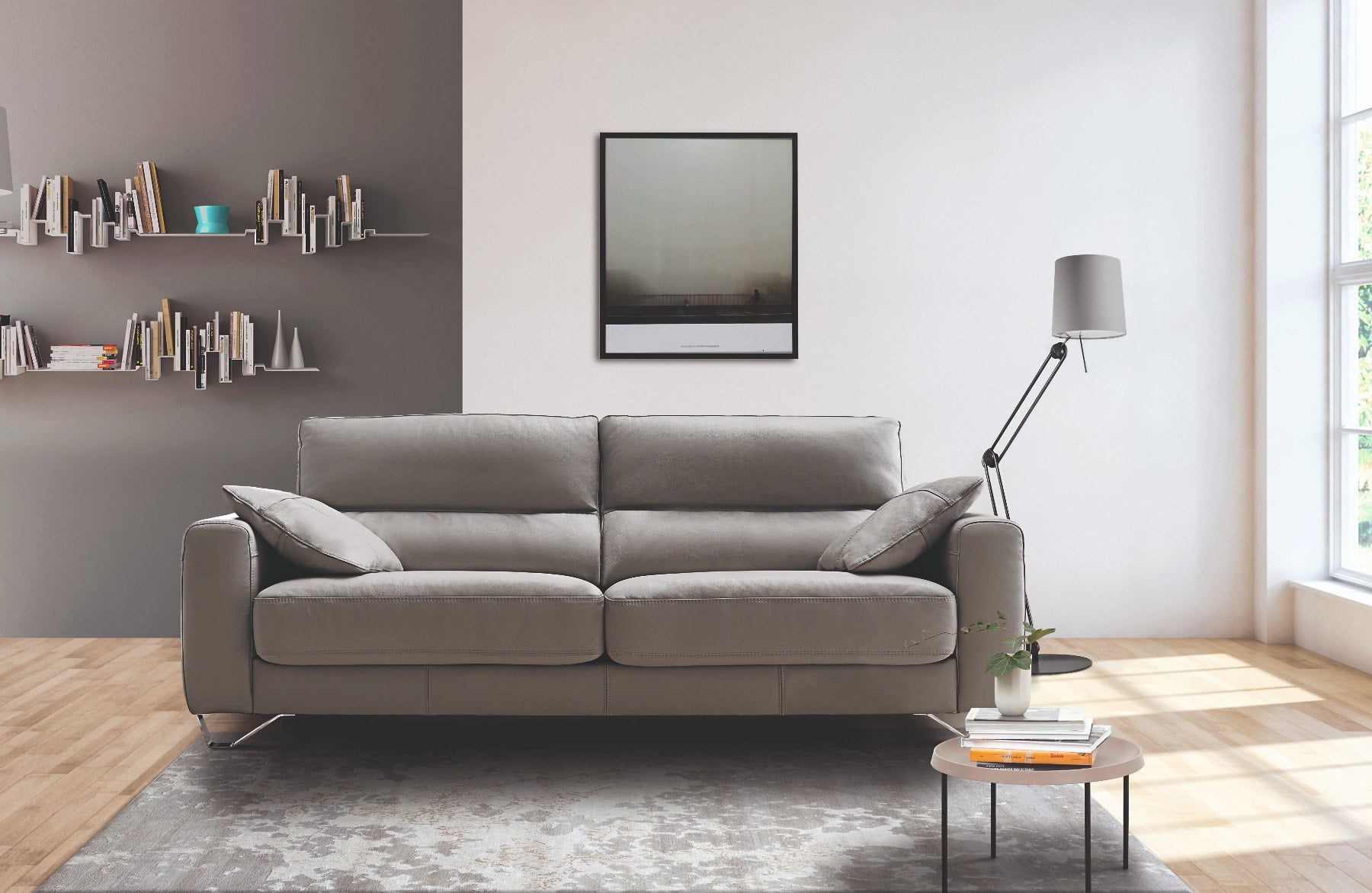 Lauren 3 Seater Slider Sofa - Light Grey