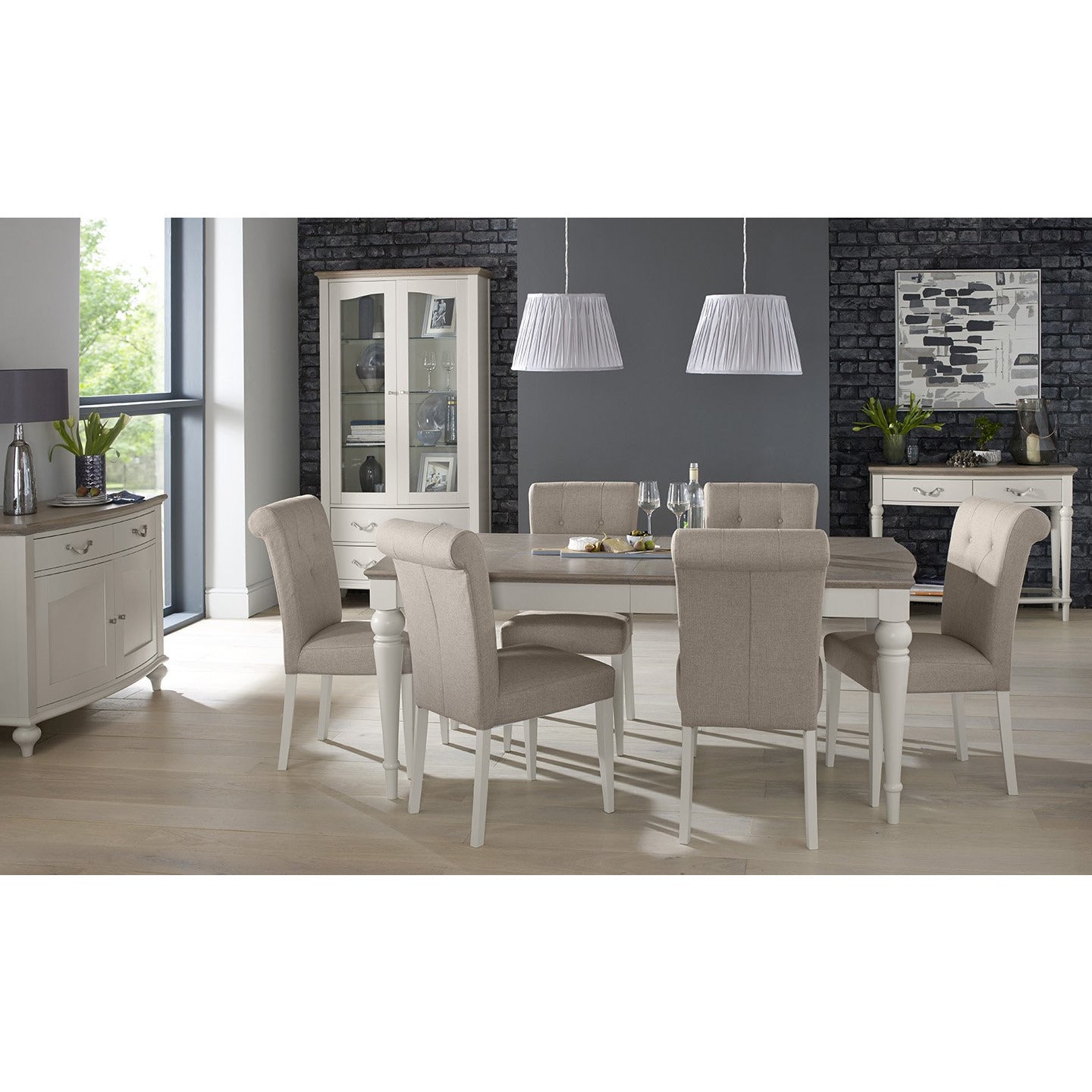 Montreux Leather Dining Chair - Soft Grey from Upstairs Downstairs Furniture in Lisburn, Monaghan and Enniskillen
